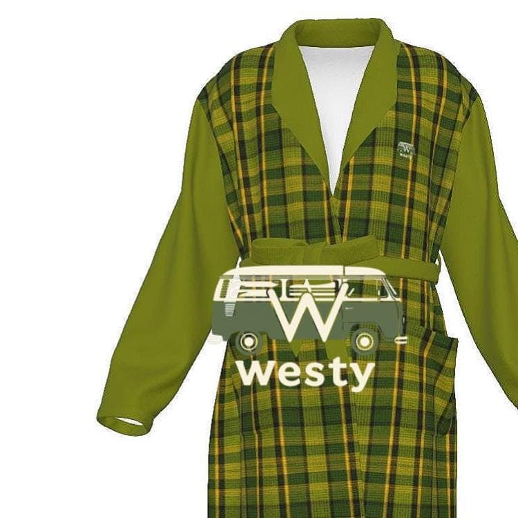 Green Plaid Jersey Robe | Unisex Loungewear Bathrobe