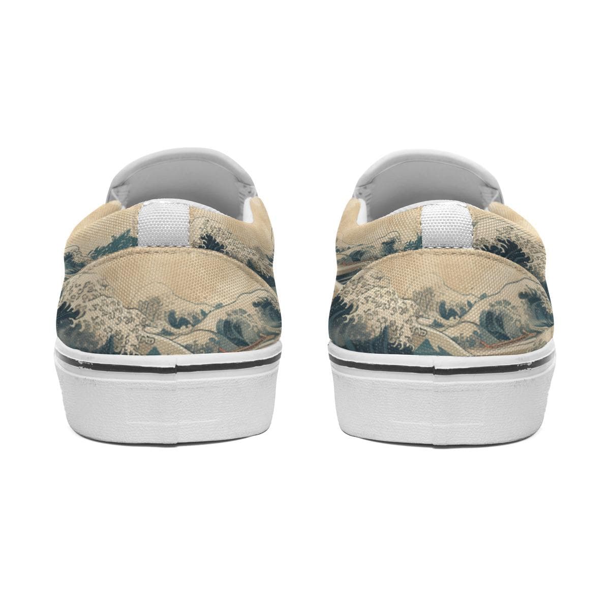 Great Wave Hokusai Canvas Slip-On Sneakers, Women's Japanese Art Shoes, Ukiyo-e Casual Footwear, Comfortable Aesthetic