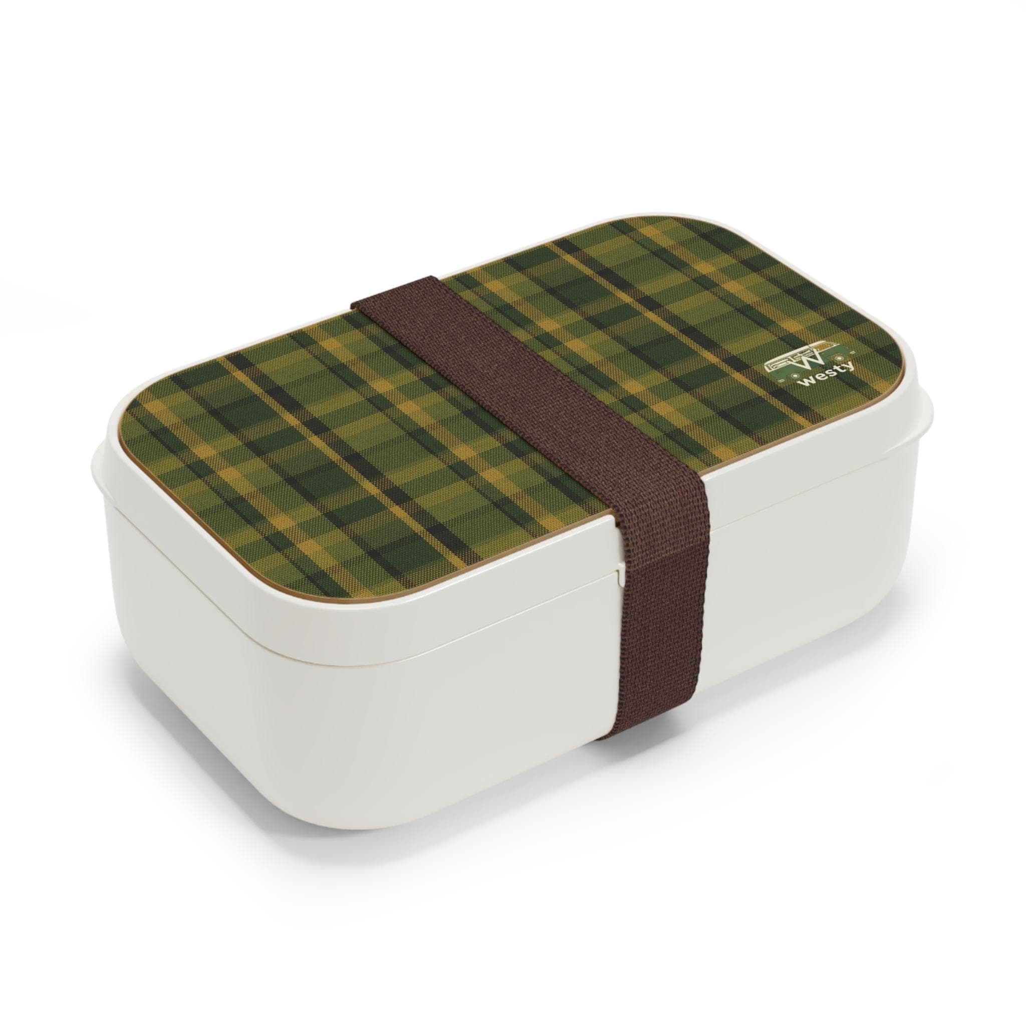Westy Green Plaid Lunch Box, Bento Box, Travel Food Container