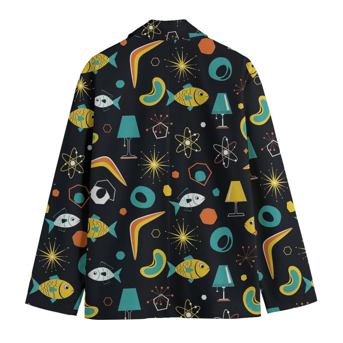 Atomic Era Cotton Blazer | Mid-Century Modern Fish Print Men's Jacket