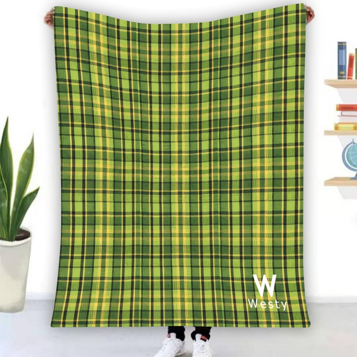 Westy Flannel Blanket Green Plaid VW Westfalia Camper Road Trip