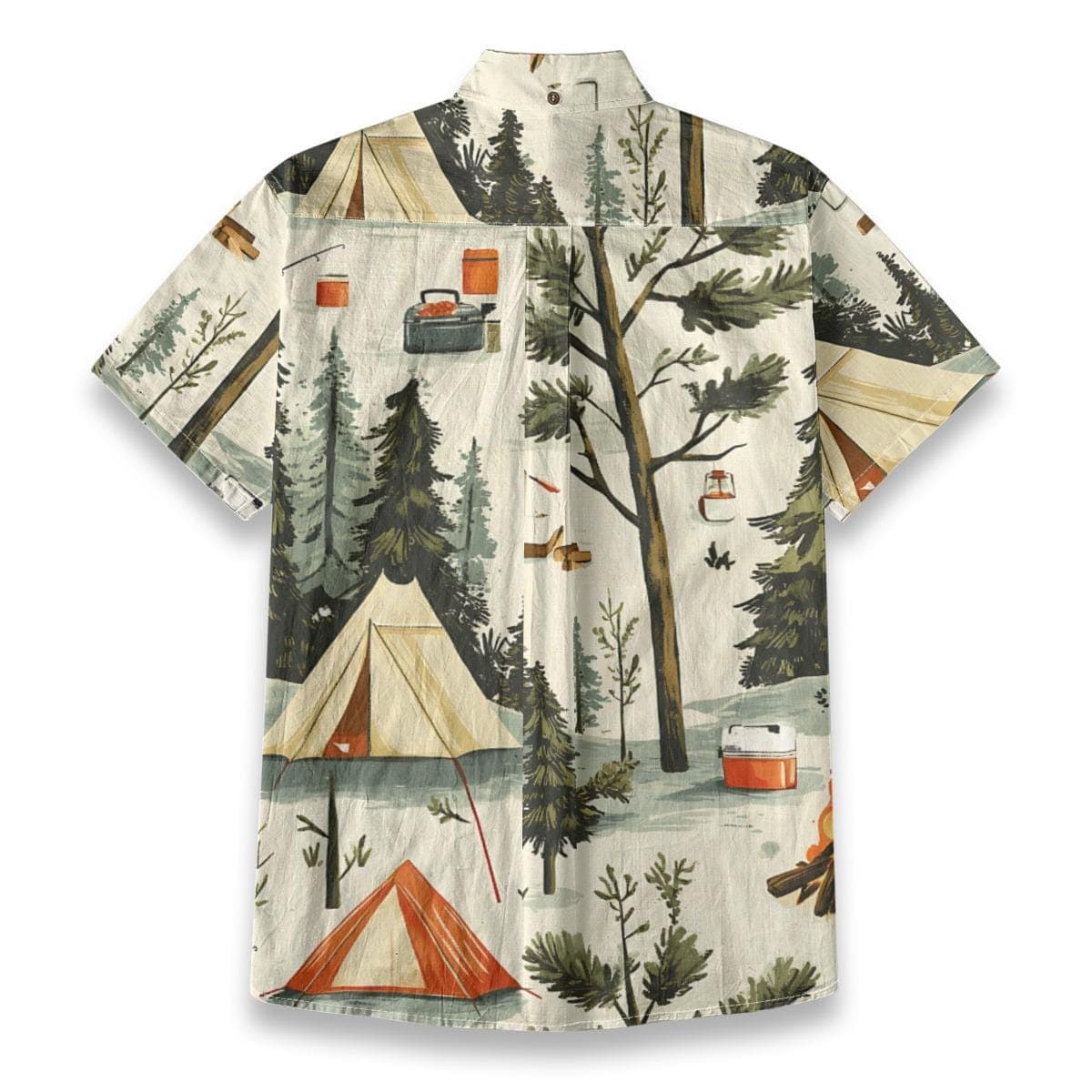 Men's Slub Cotton Camp Shirt | Watercolor Forest Print