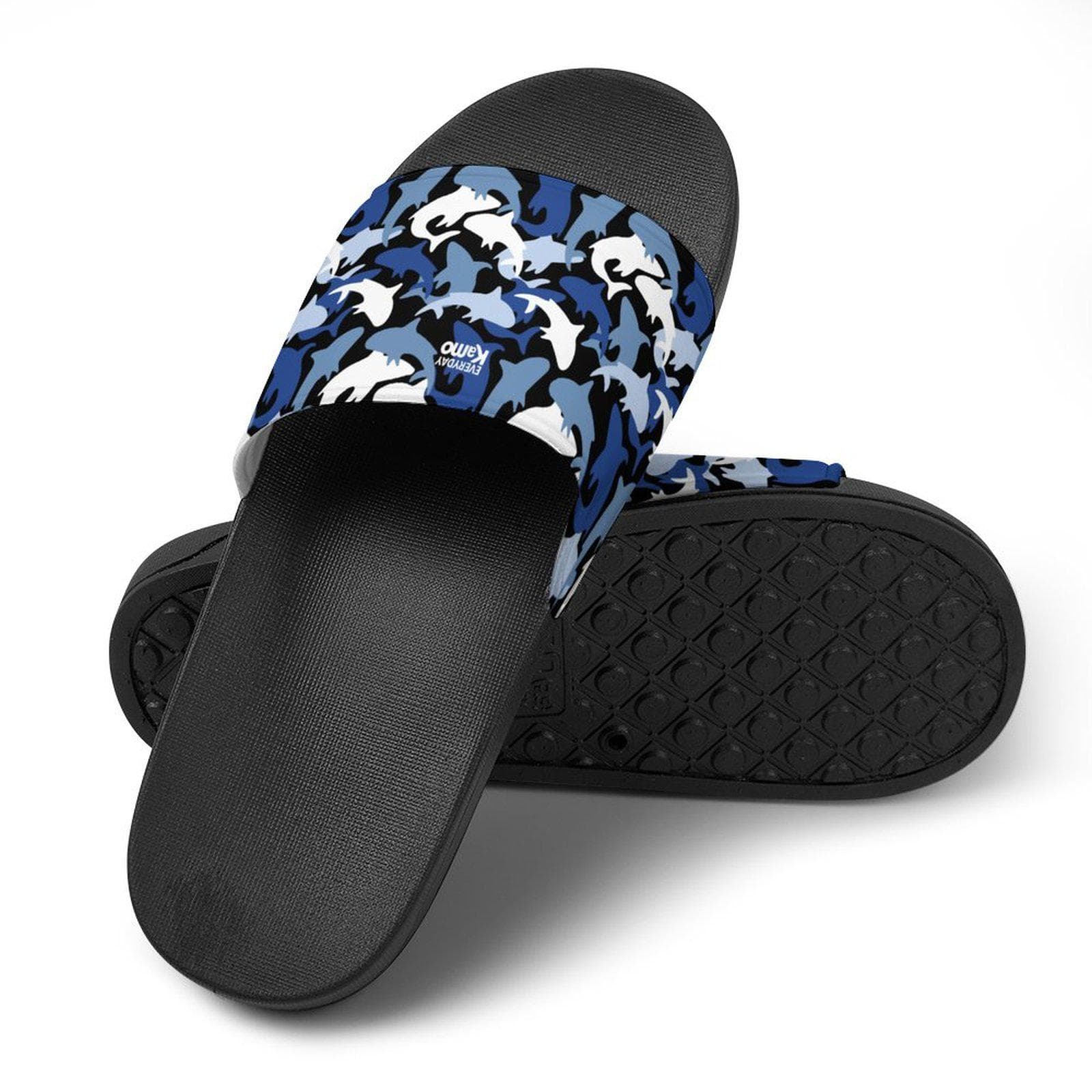 Everyday Kamo Shark Camo PVC Slide Sandals - Blue Ocean Pool Beach Comfort