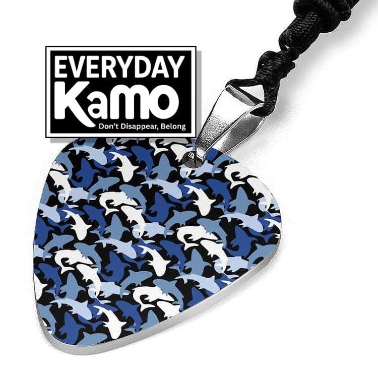 Shark Camo Guitar Pick Necklace | Titanium Steel Rope Chain