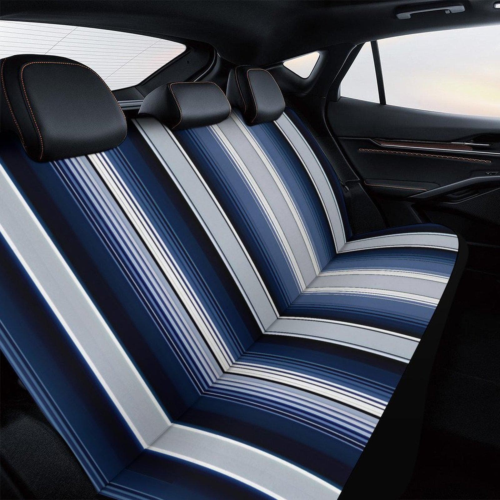 Blue Stripe Car Back Seat Cover | Custom Polyester Spandex | Sublimation Print