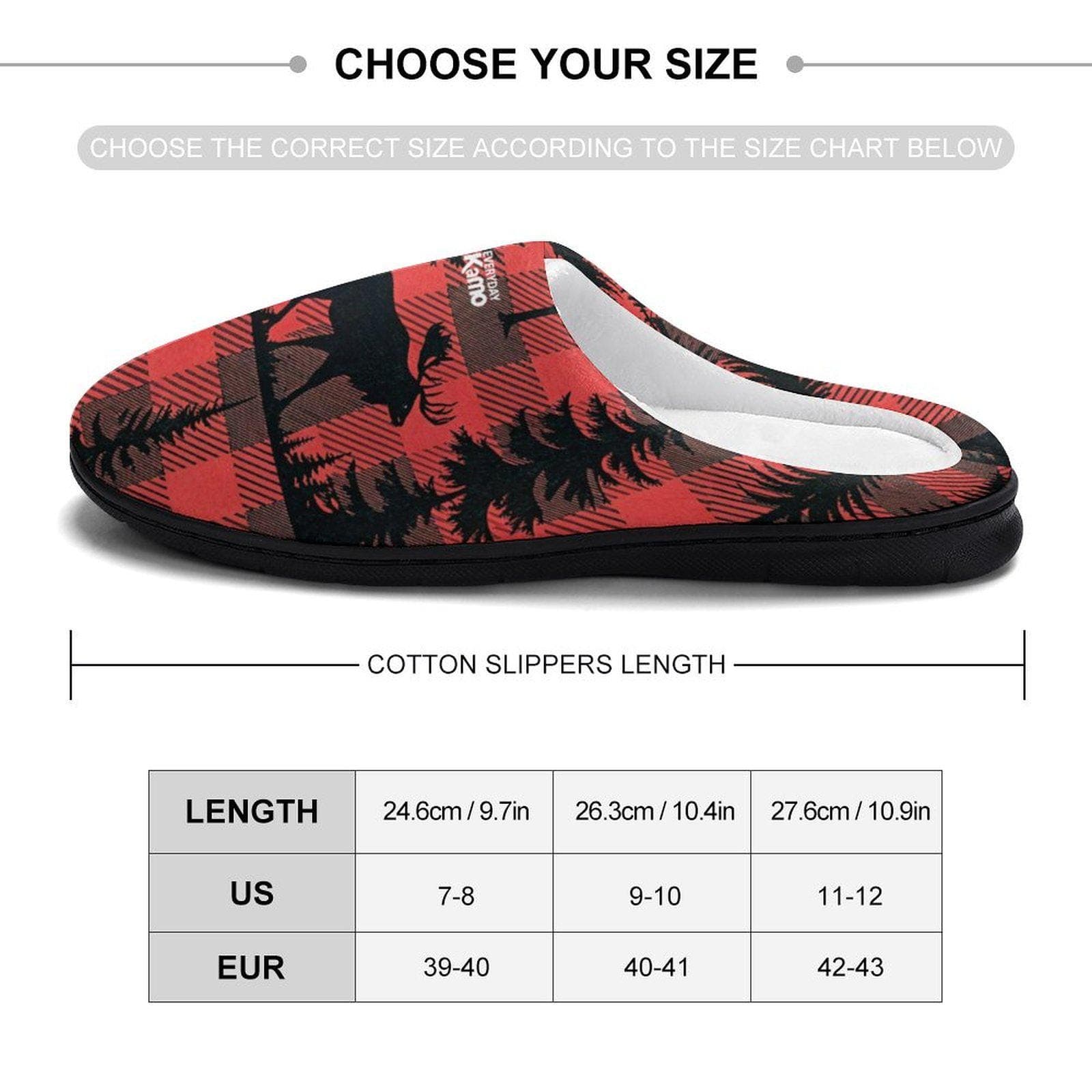 Everyday Kamo Women's Moose Plaid Cotton Slippers | Cozy Buffalo Check Lodge Footwear