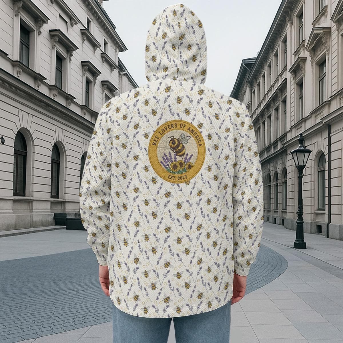Bee & Lavender Twill Jacket - Nature-Inspired Streetwear | 'Bee Lovers Est. 2023' Patch