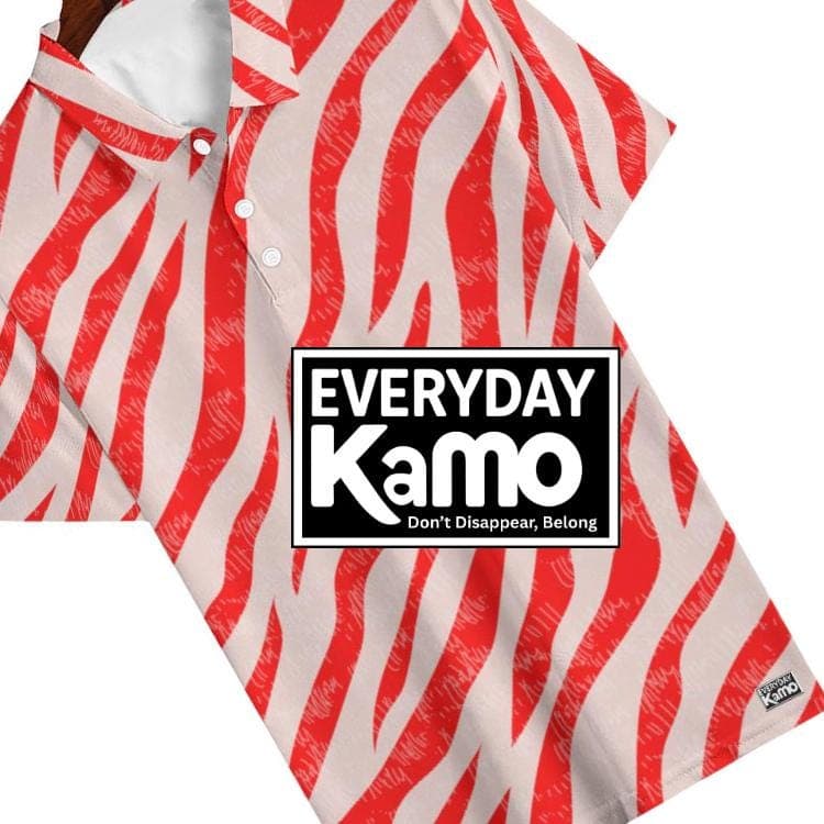 Red Stripe Polo Shirt | Abstract Athletic Tee, Breathable Polyester