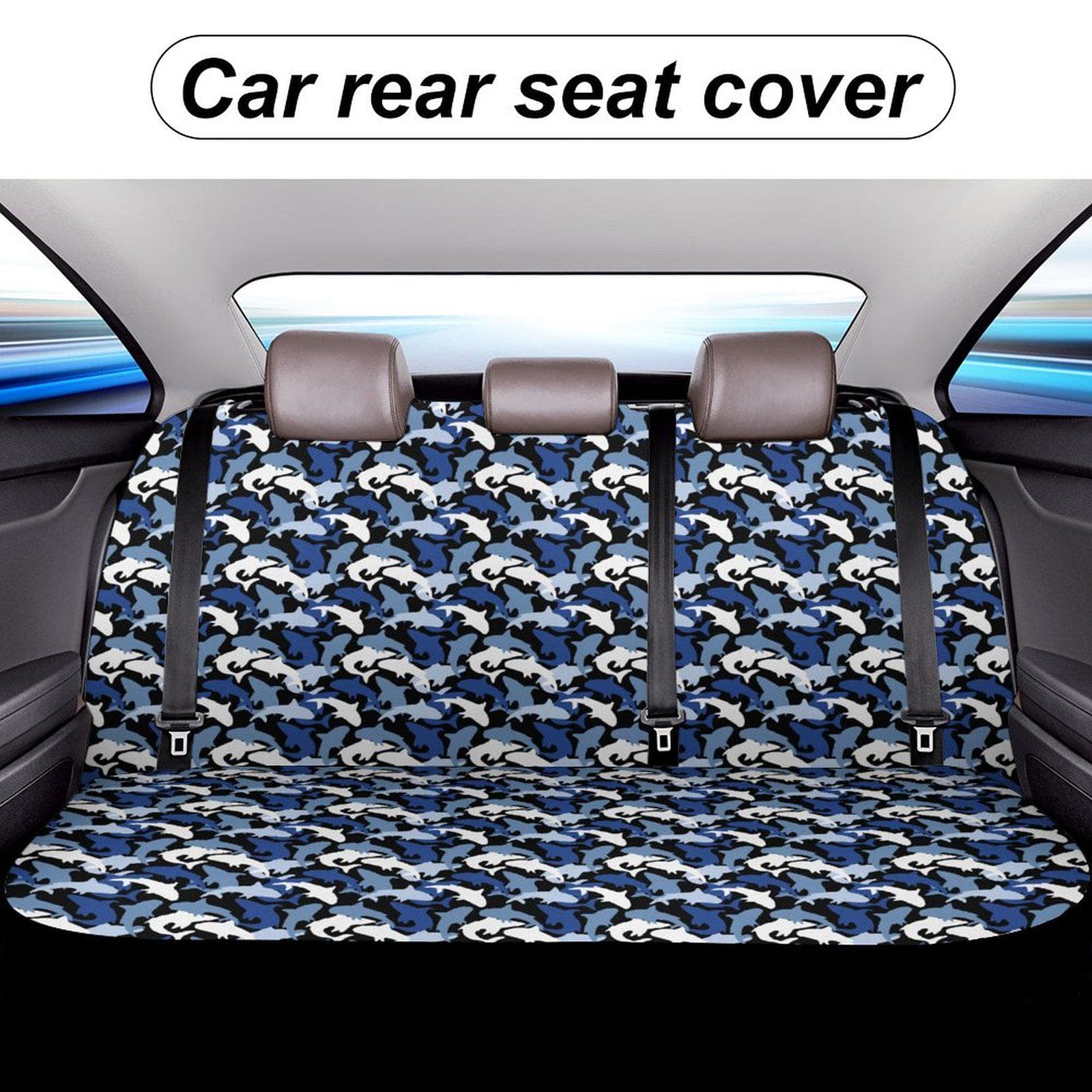 Ocean Camo Car Back Seat Cover - Sublimation Print, Soft & Stretchy Fit