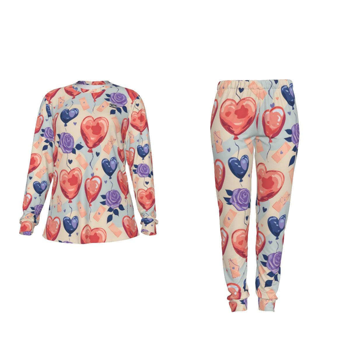 Heart Balloon & Rose Pajama Set | Women's Cozy Loungewear