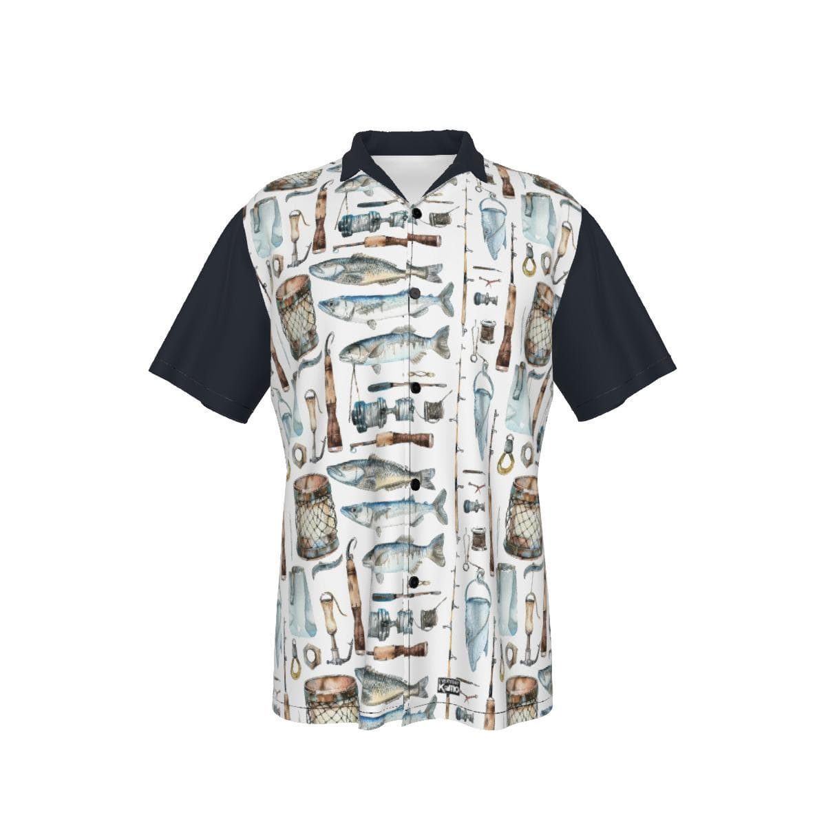 Men's Fishing Pattern Hawaiian Shirt | Angler's Aloha Camp Shirt | Lightweight Summer Beachwear
