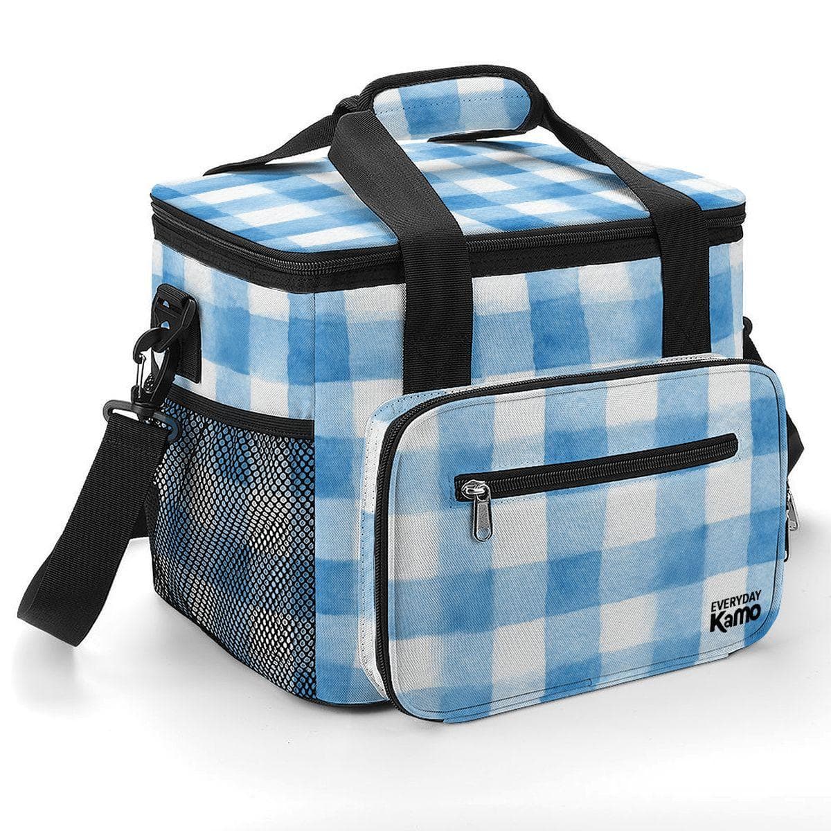 Blue Gingham Insulated Cooler Bag | Leakproof Lunch Tote | Oxford Fabric