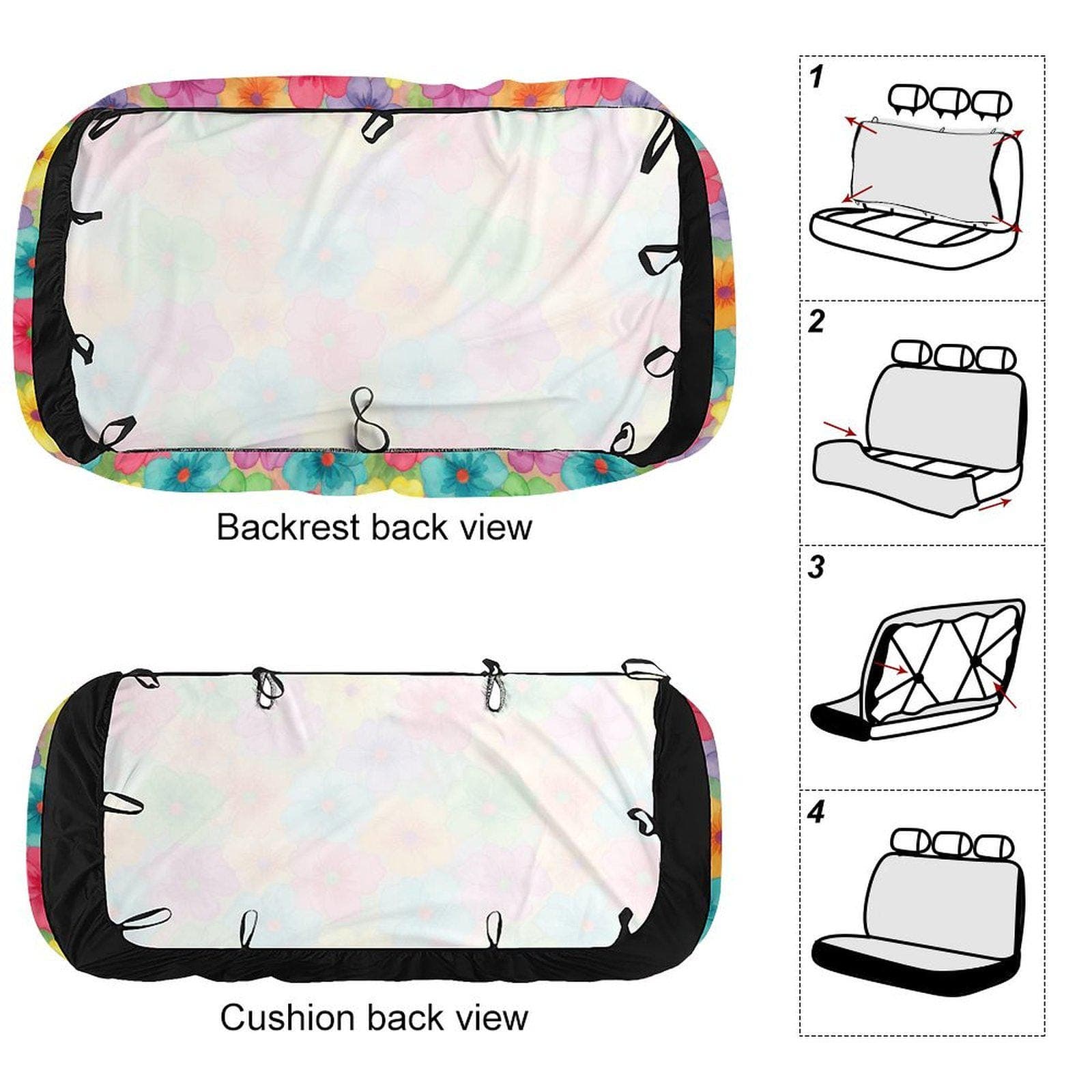 Floral Car Seat Cover Back Seat | Polyester Spandex | Universal Fit