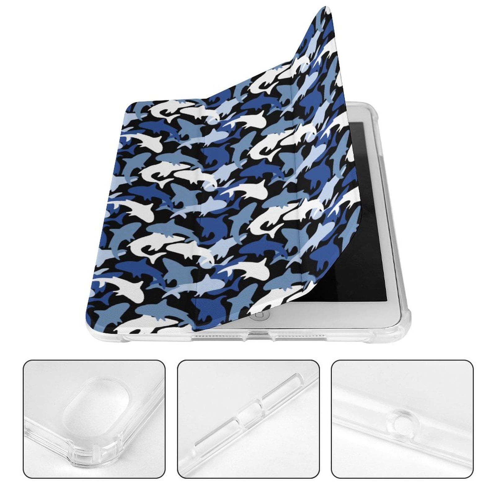 Shark Camo iPad Mini Case | Faux Leather Cover with Stand & Pencil Holder