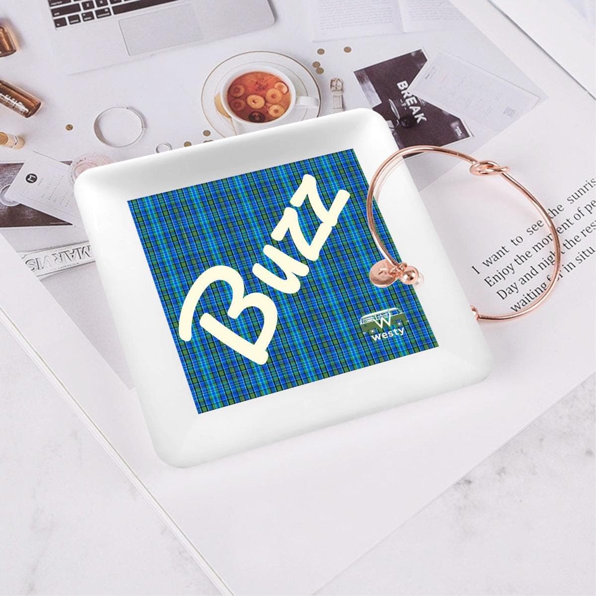 Westy Buzz Blue Westfalia Ceramic Jewelry Tray