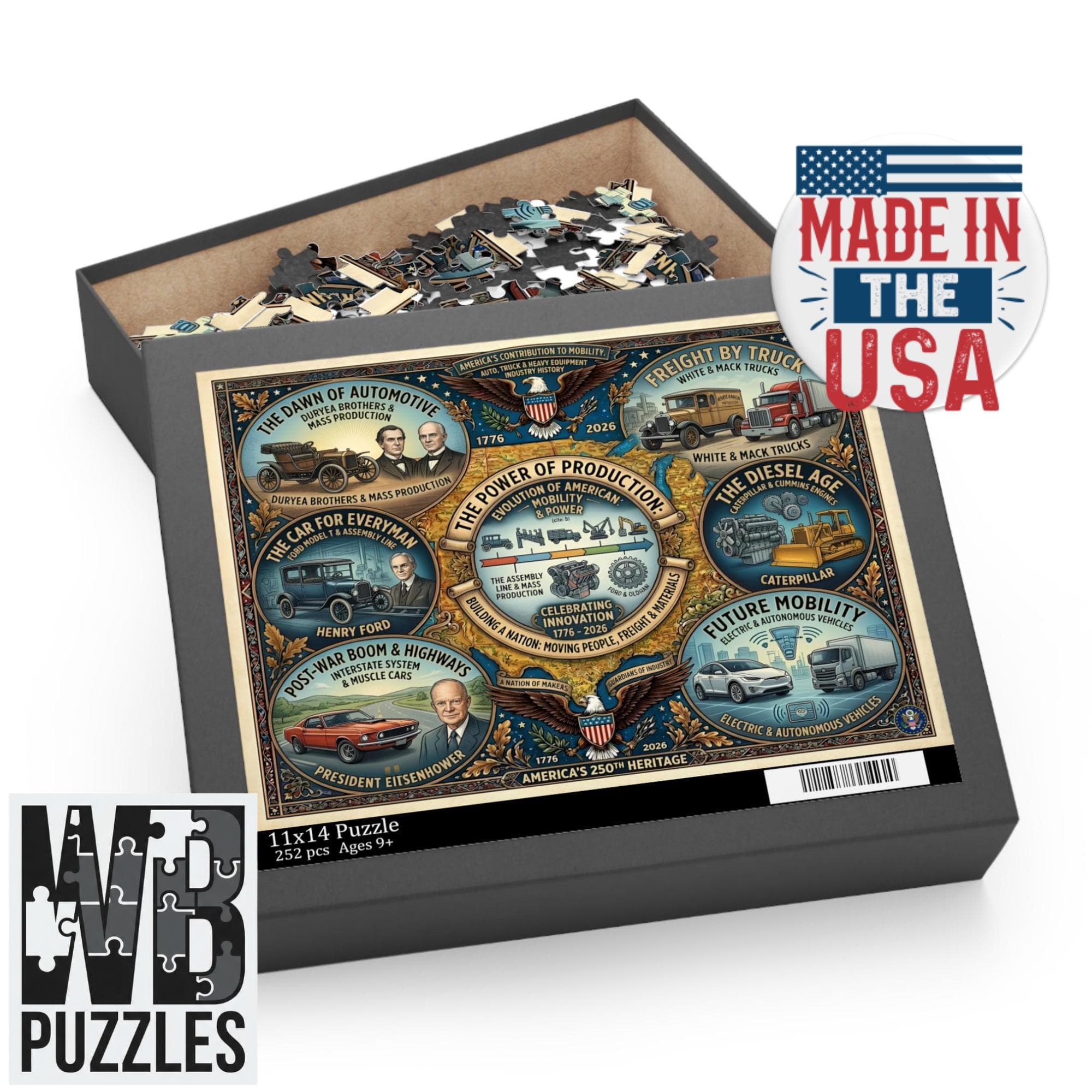 Automotive History Jigsaw Puzzle 252-500pc | America's 250th Heritage Illustrated