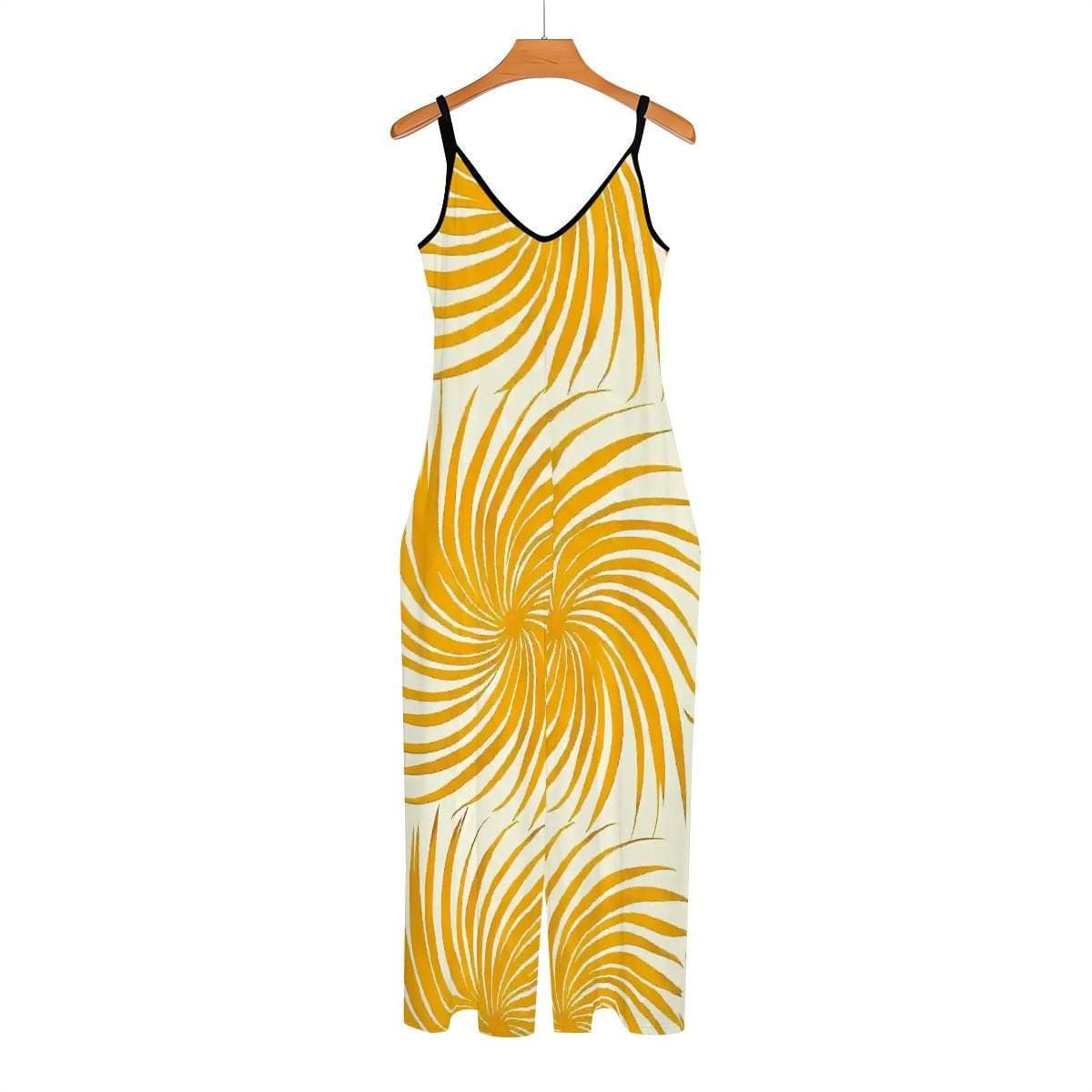 Yellow Swirl Wide Leg Jumpsuit | Handmade Boho Romper | Comfy Palazzo Pants