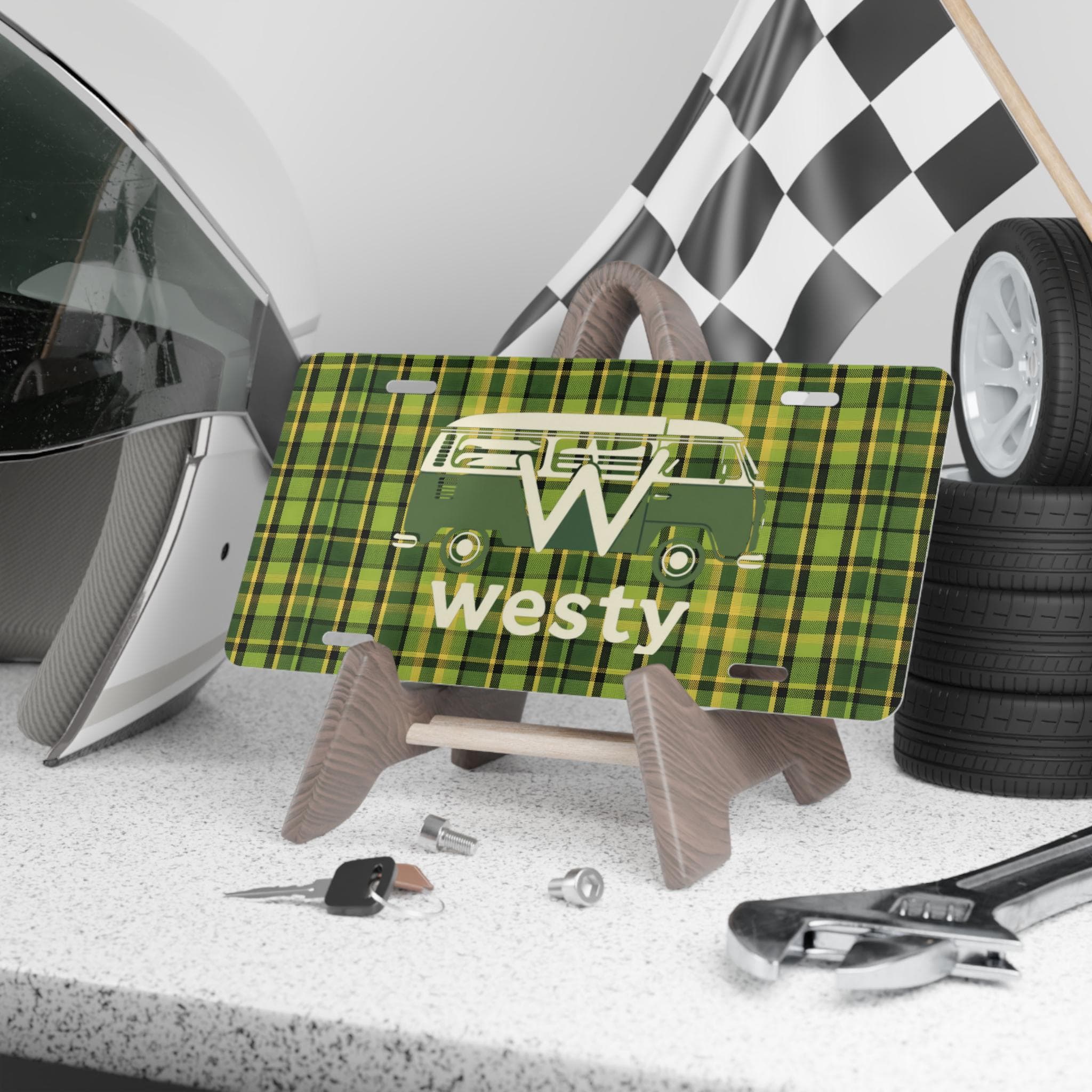 Custom "Westy" Van Life License Plate - 12x6 Inch Aluminum Vanity Plate