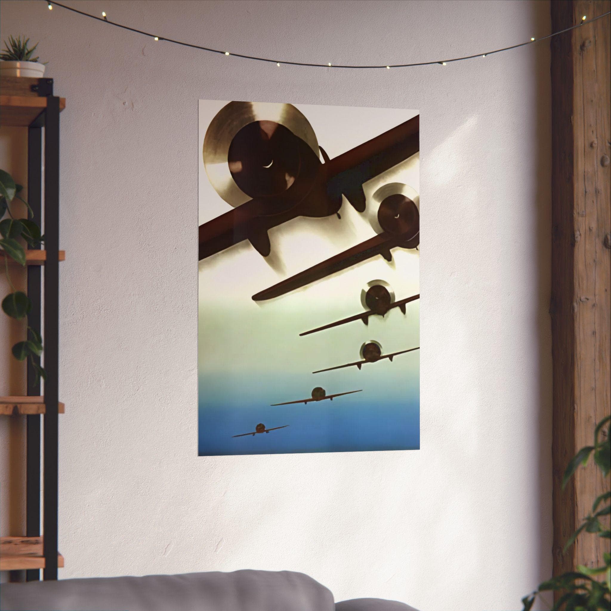 Vintage Formation Flight Propeller Planes Giclée Print - Aviation Art