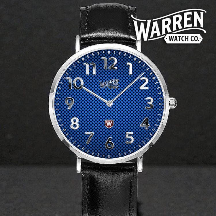 Ultra-Thin Unisex Quartz Watch - Blue Mesh Dial & Genuine Leather Band