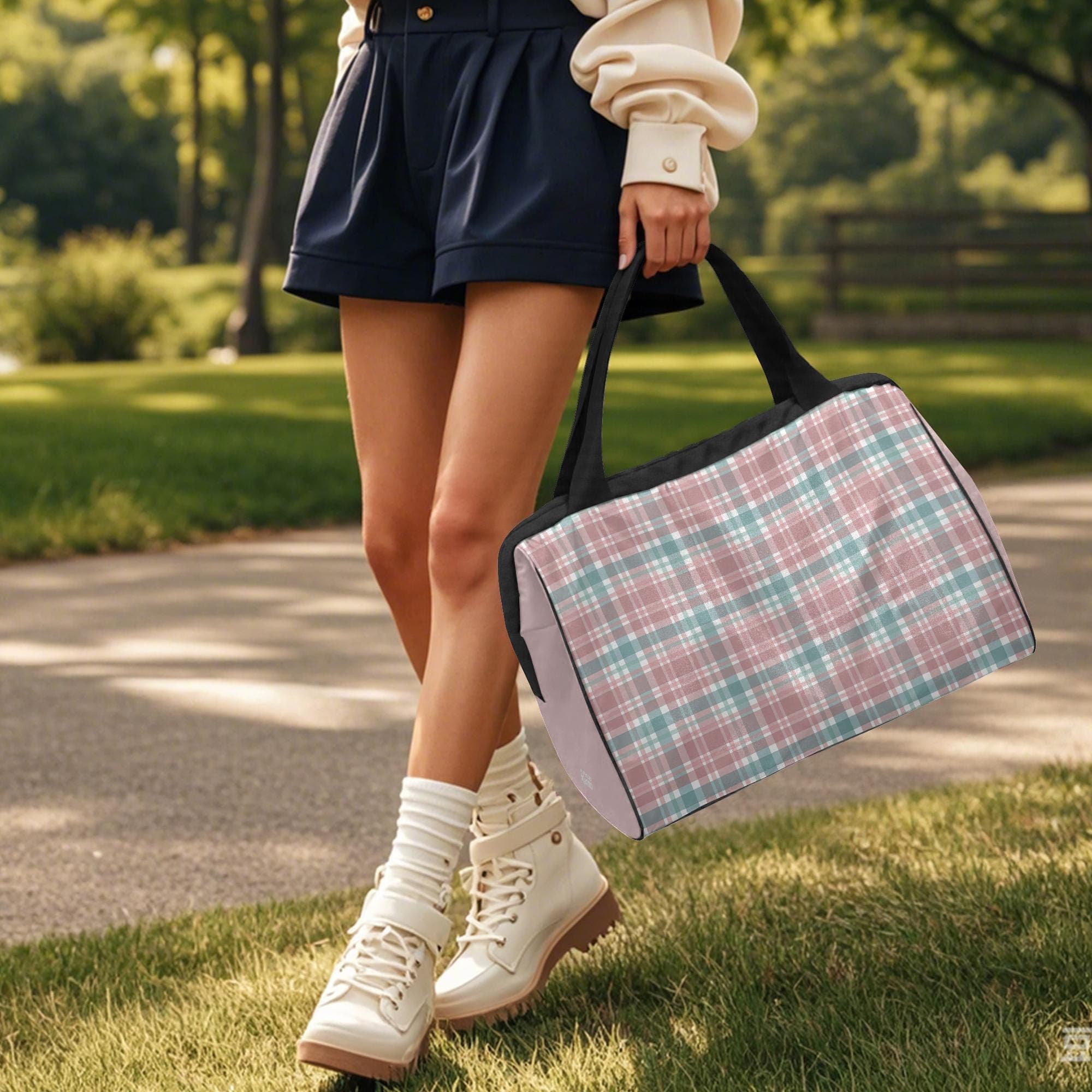 Everyday Kamo Plaid Canvas Weekender Bag | Durable Travel Duffel for Short Trips & Gym