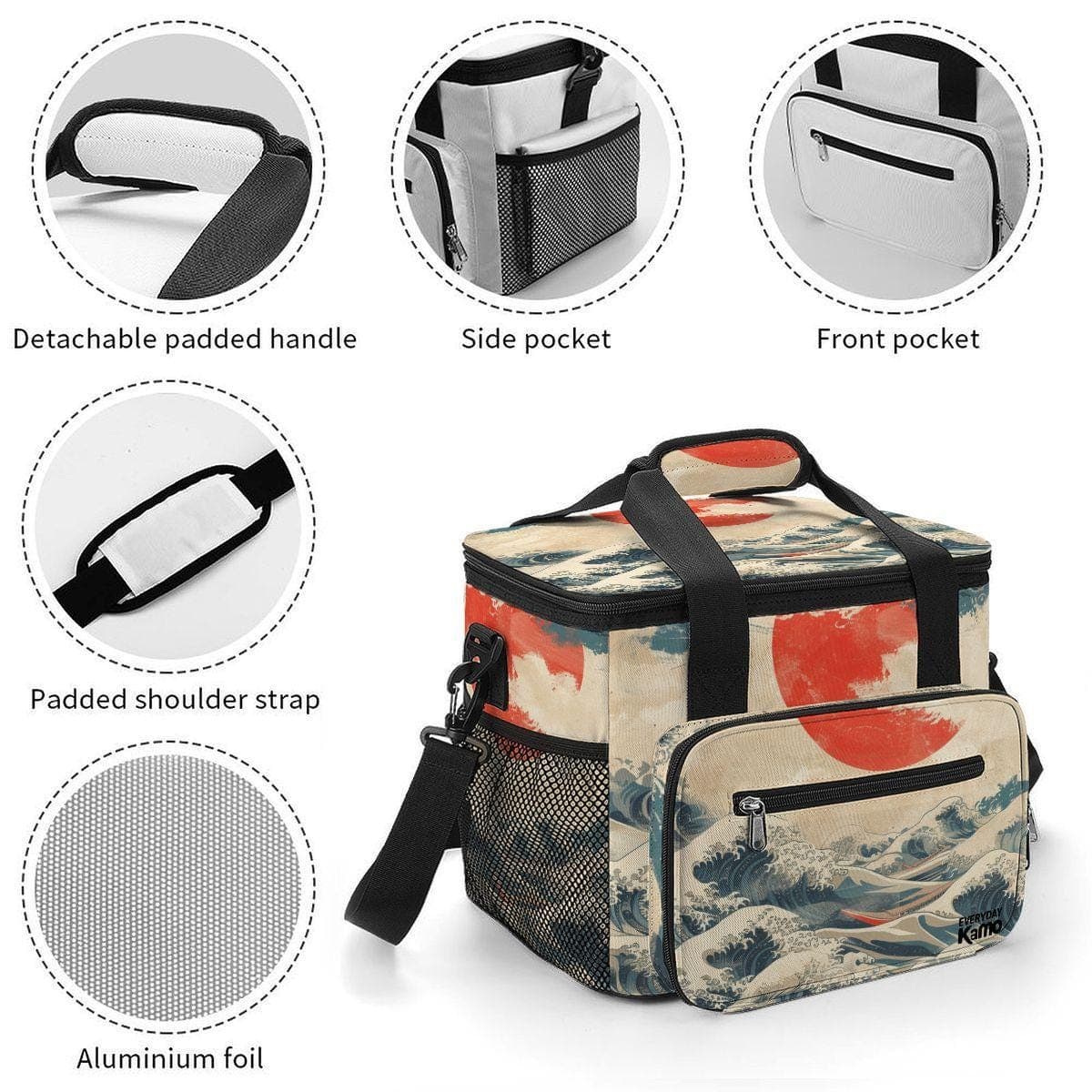 Hokusai Great Wave Insulated Lunch Tote Bag | Leakproof Oxford Cooler