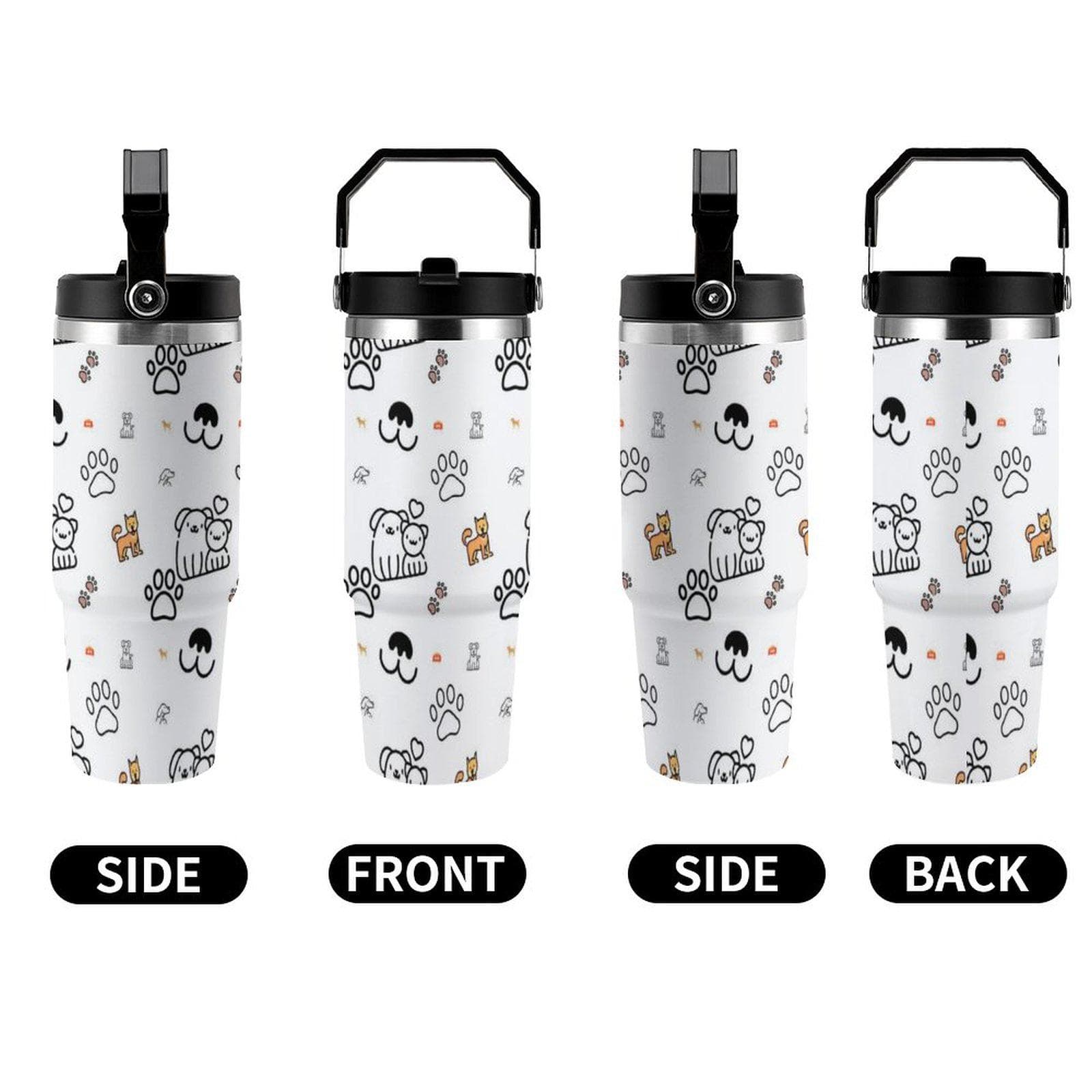 30oz Insulated Car Cup with Handle - Stainless Steel Tumbler UV Print