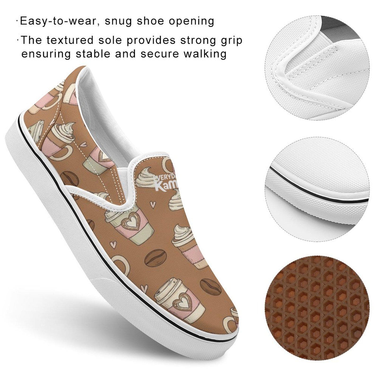 Everyday Kamo Coffee Lover Slip-On Canvas Shoes - Unisex, Comfy & Stylish