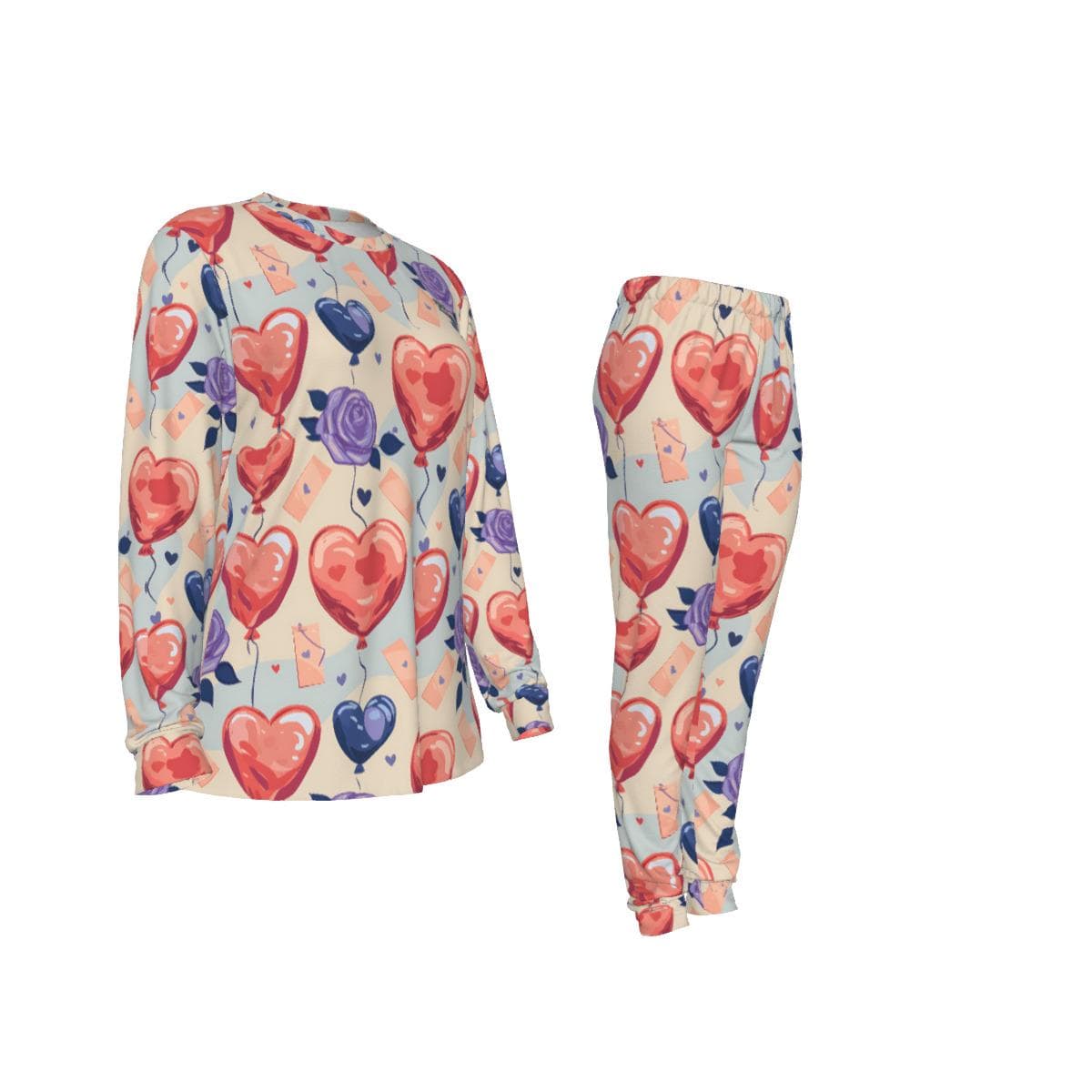 Heart Balloon & Rose Pajama Set | Women's Cozy Loungewear