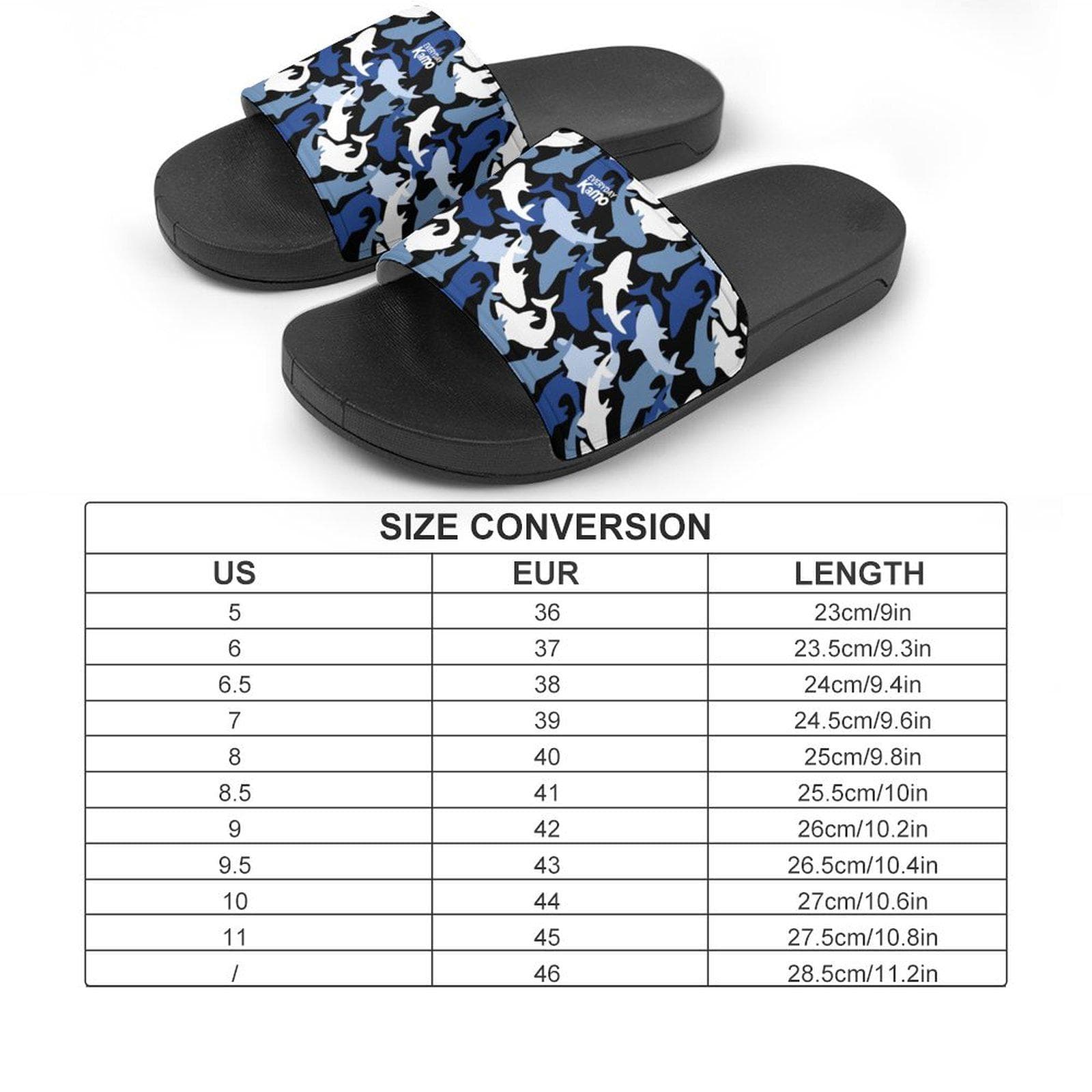 Everyday Kamo Shark Camo PVC Slide Sandals - Blue Ocean Pool Beach Comfort