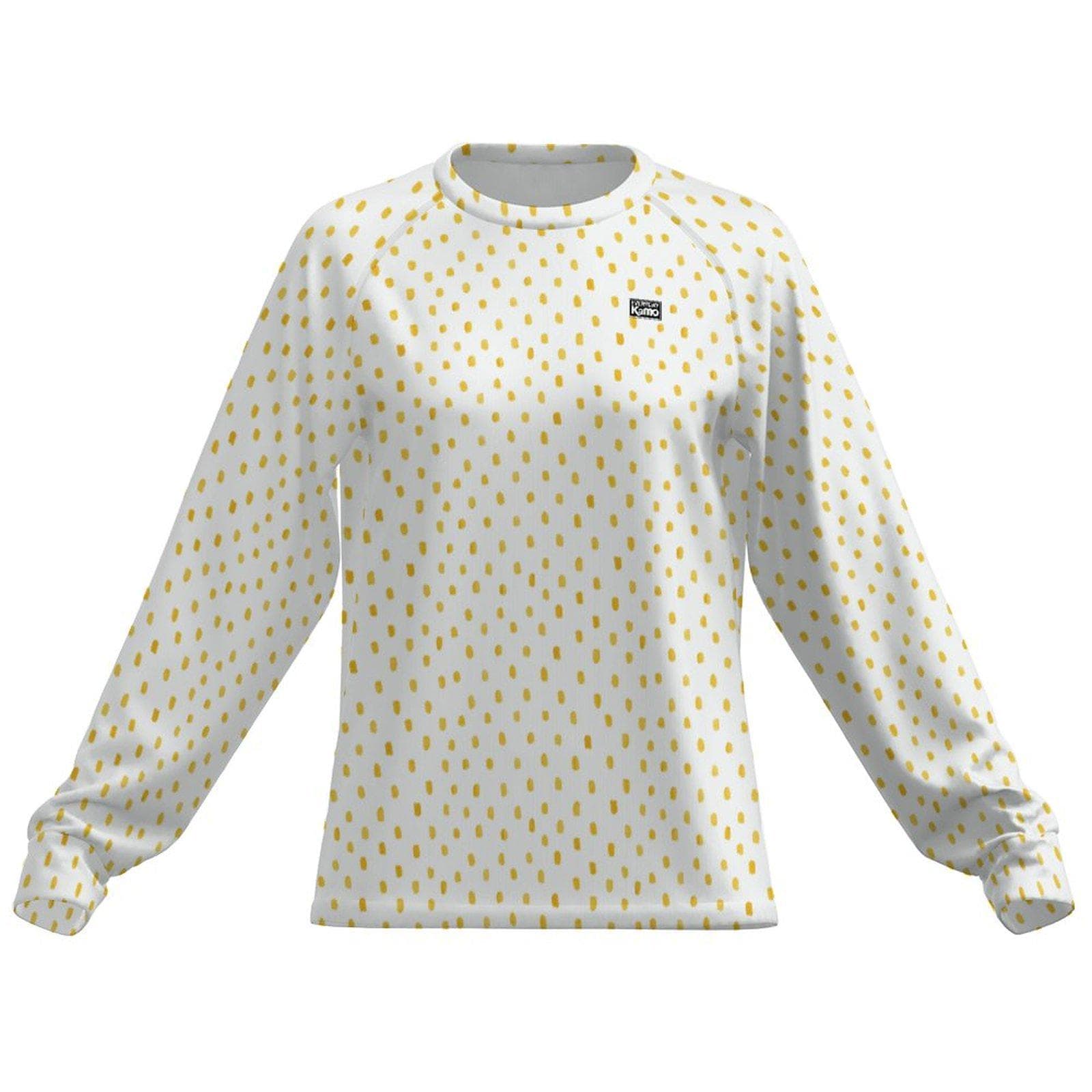 Women's Yellow Dot Long Sleeve Quick Dry Shirt | UPF 50+ Sun Protection Top | Cool Touch Polyester Tee | Casual Everyday Style