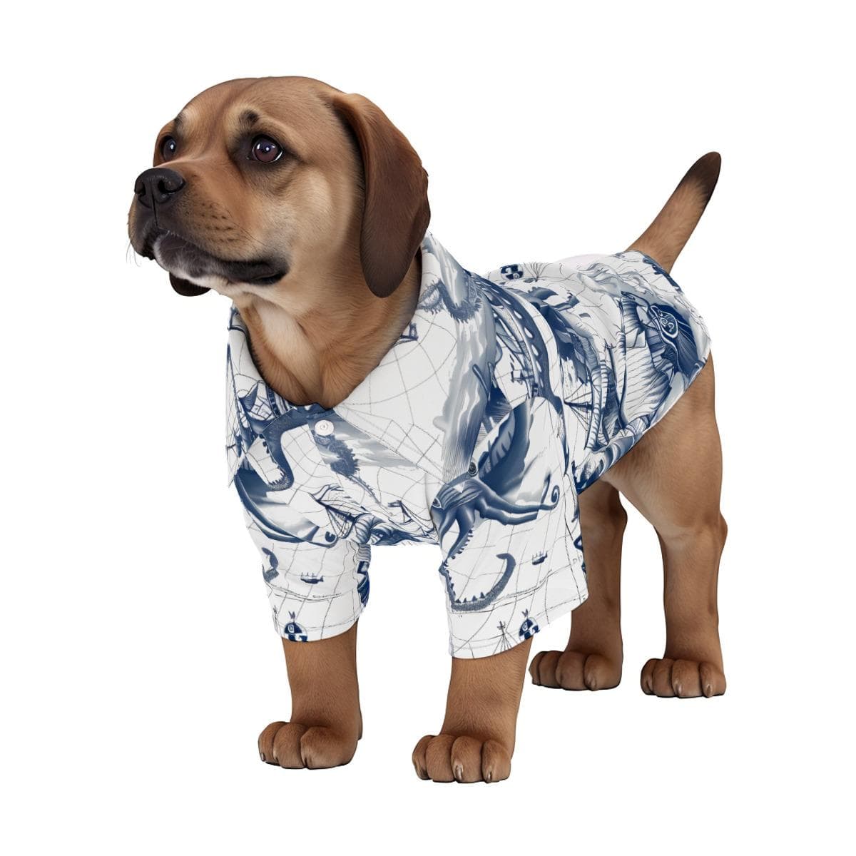 Nautical Pet Hawaiian Shirt | Dog & Cat Beachwear | Four-Way Stretch