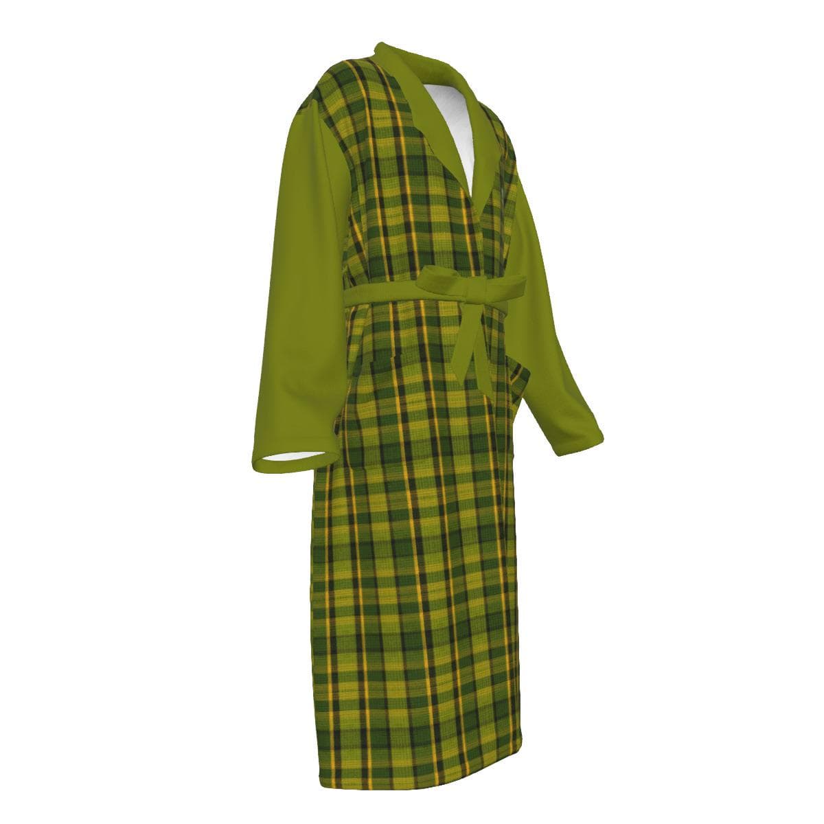 Green Plaid Jersey Robe | Unisex Loungewear Bathrobe