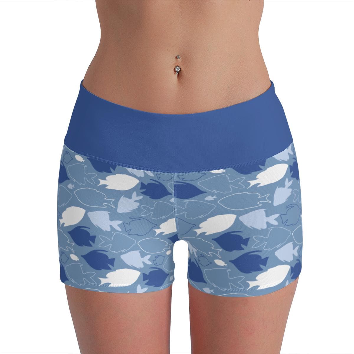 Everyday Kamo 'School's Out' Fish Print High-Waisted Shorts