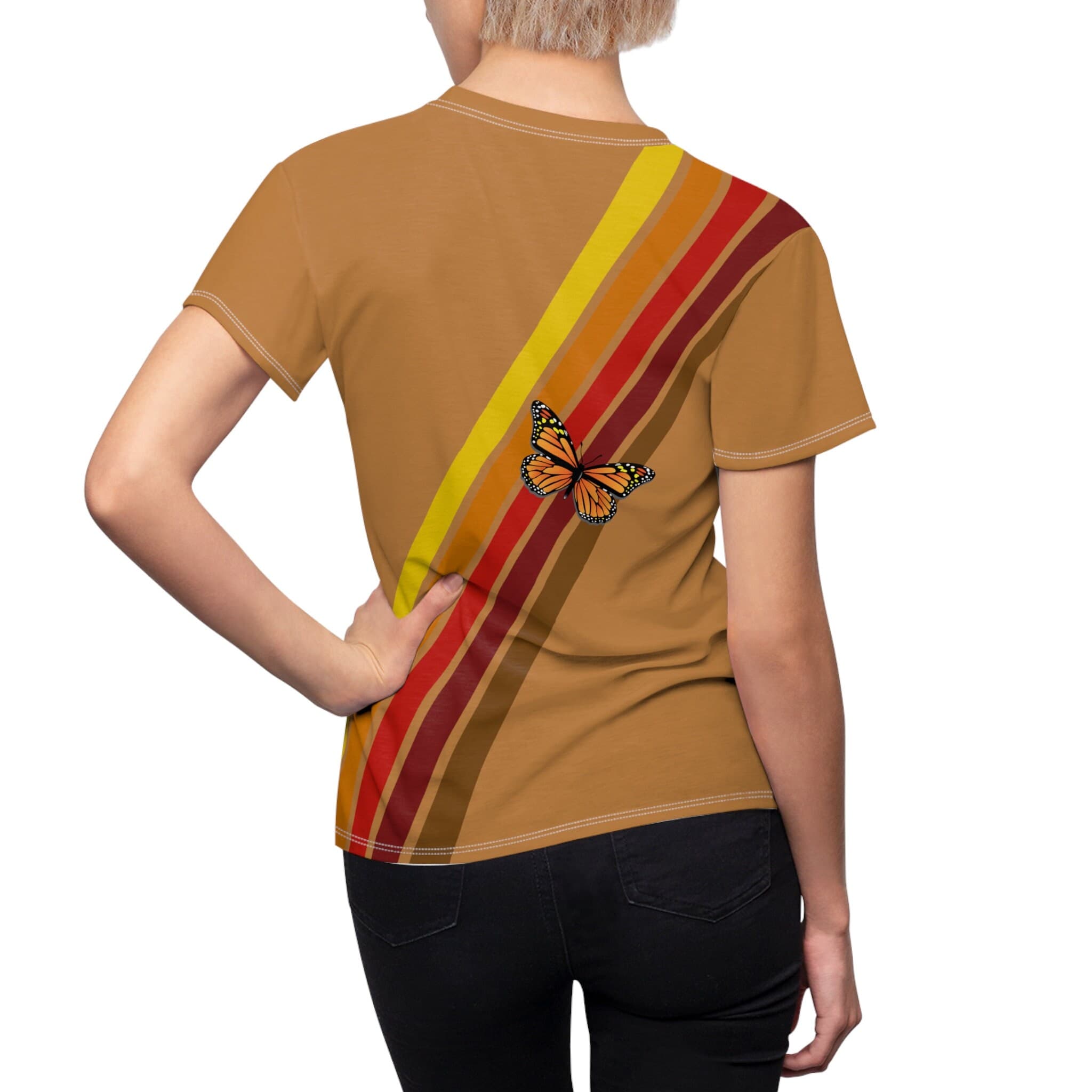 Westy Volkssummer Stripe Women's Tee - Retro Road Trip Butterfly