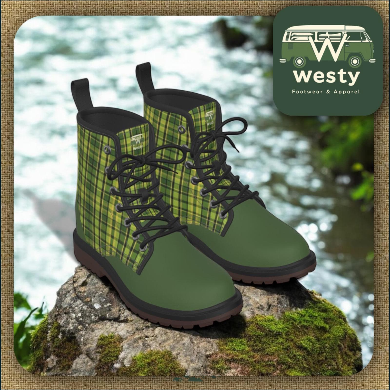 Westy Westfalia Green Plaid Women's Martin Short Boots II