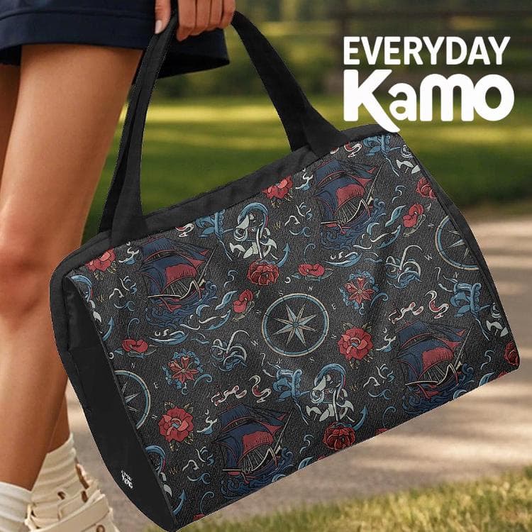 Vintage Tattoo Ship Canvas Duffel Bag | Weekend Travel & Gym Carry-On