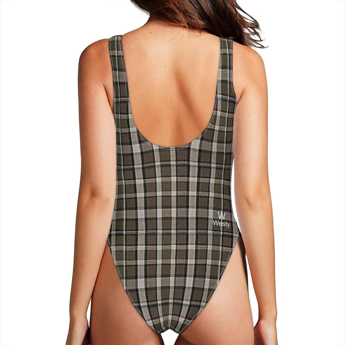 Brown Westfalia Westy Fabric print One-Piece Swimsuit |Polyester+Spandex