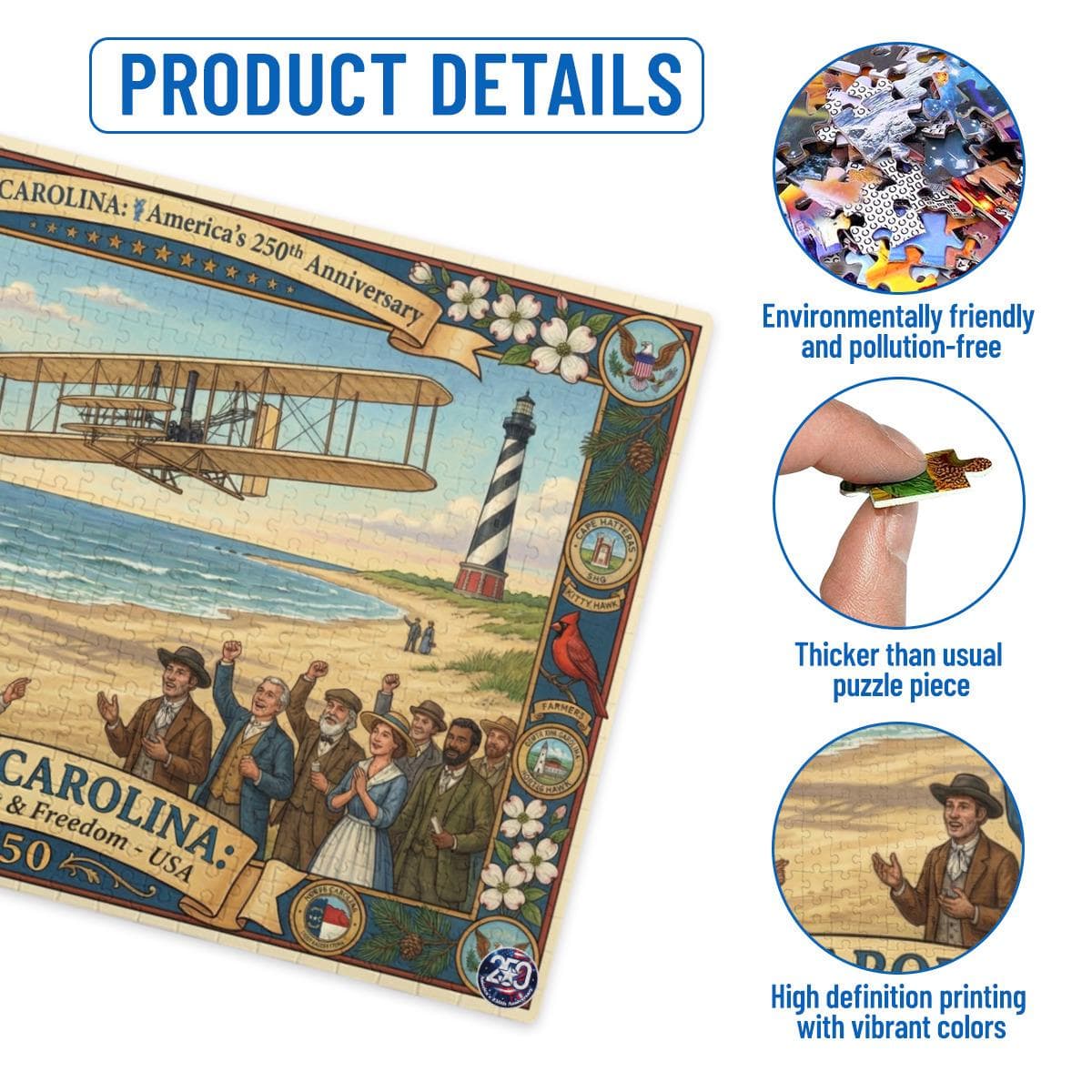 Wright Brothers First in Flight Jigsaw Puzzle | NC 250th Anniversary Custom