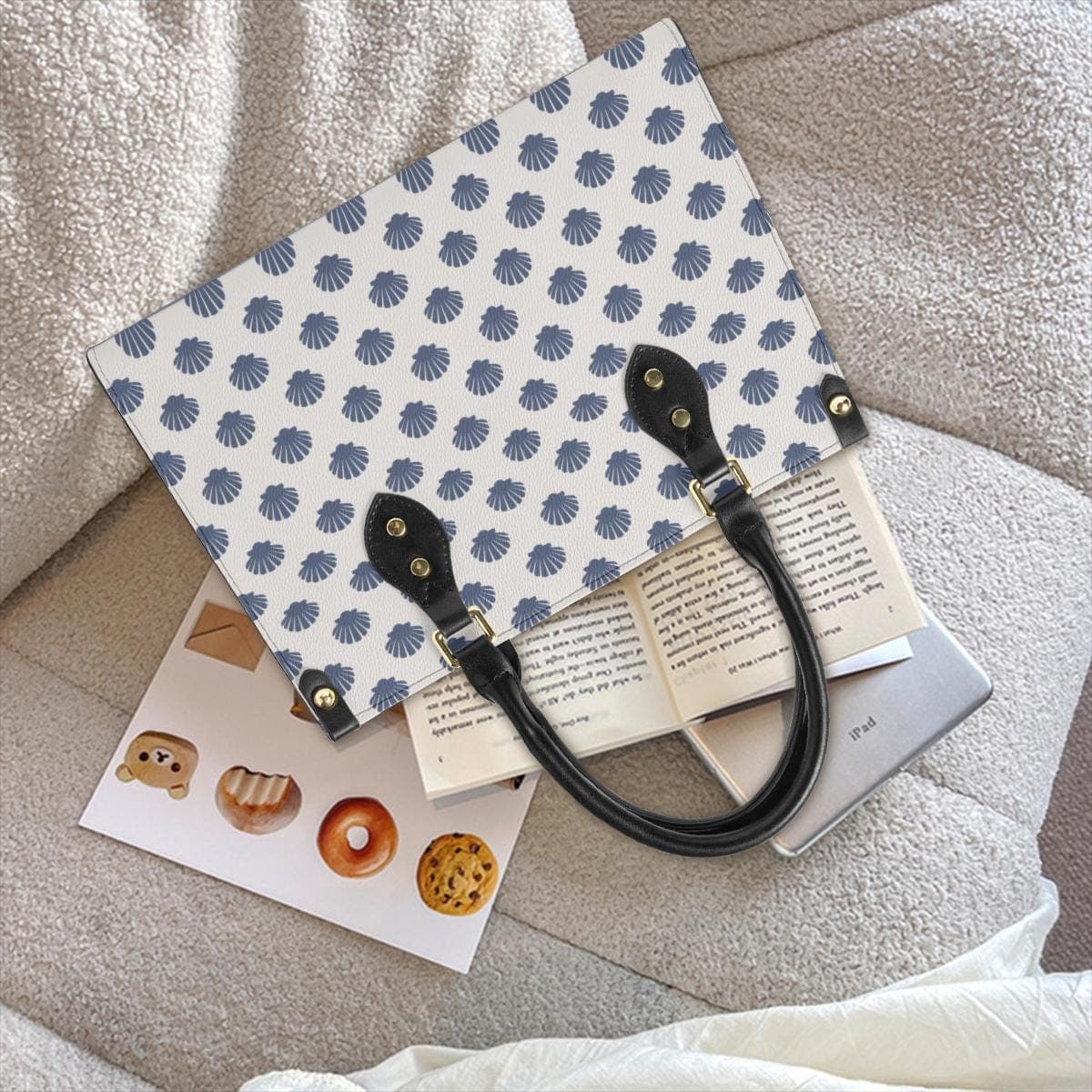 Seashell Serenity Double-Sided Leather Tote Bag | Beach Vibes Everyday Carry