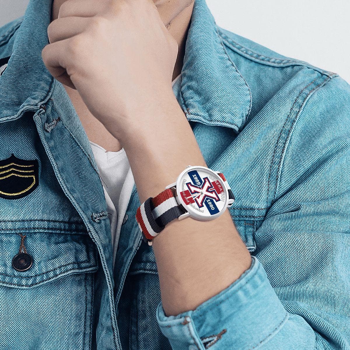 Generation X 'Unleashed & Unbound' Custom Watch - Retro 90s Style with Nylon Braided Strap