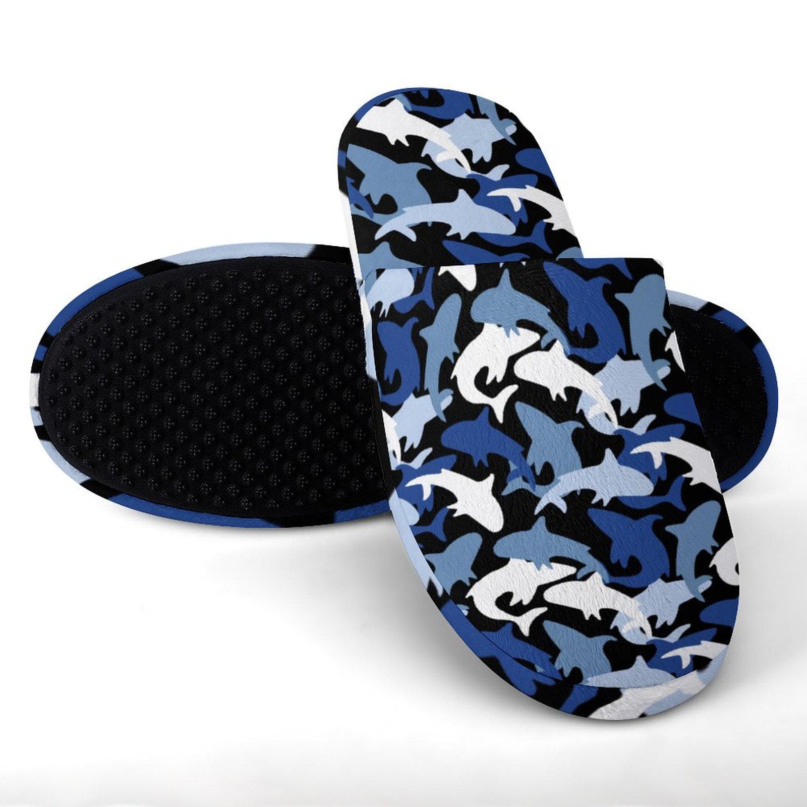 Shark Camo Flannel Slippers | Blue Marine Comfort Slides