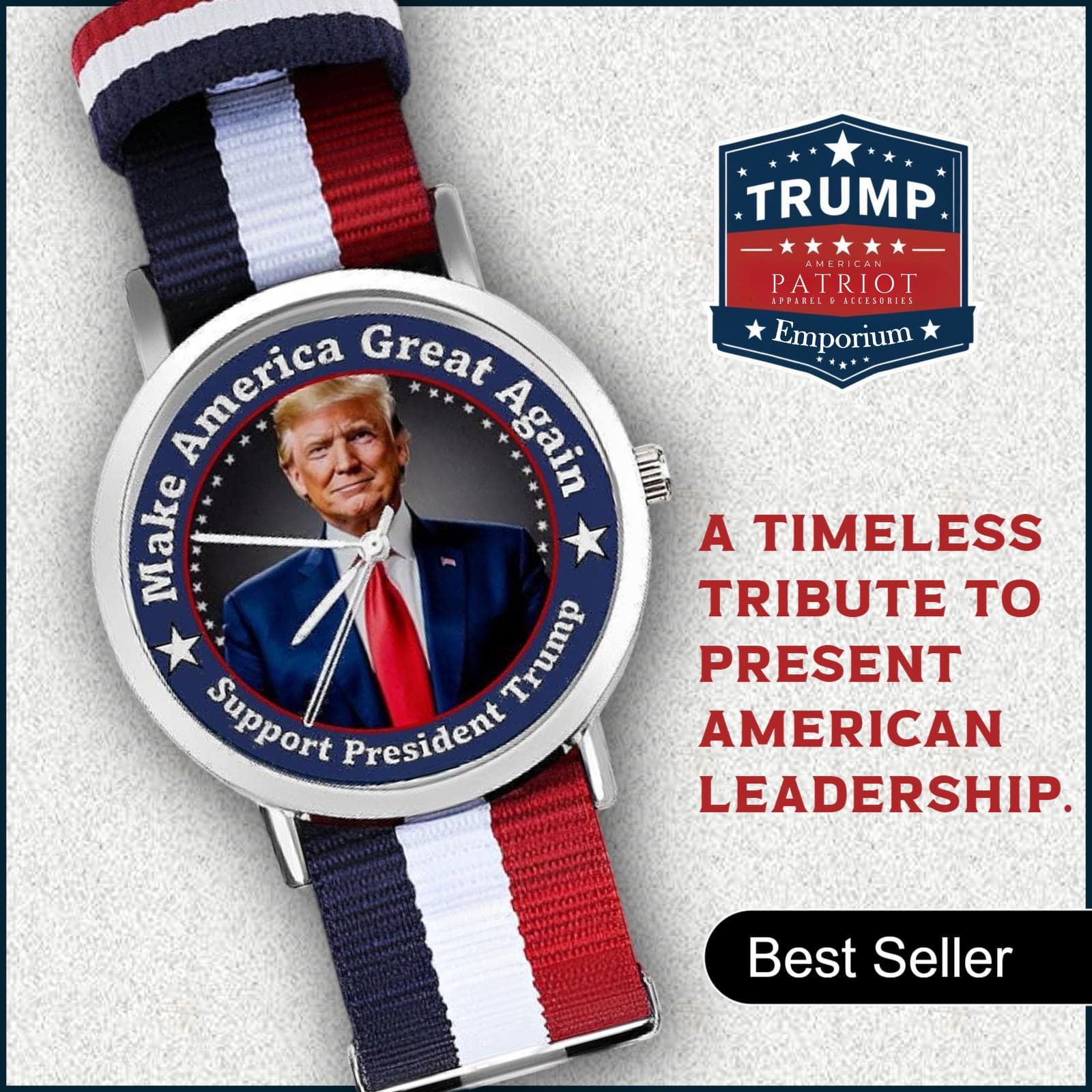 Trump 2025 MAGA Wristwatch | Patriotic Red White Blue Presidential Gift