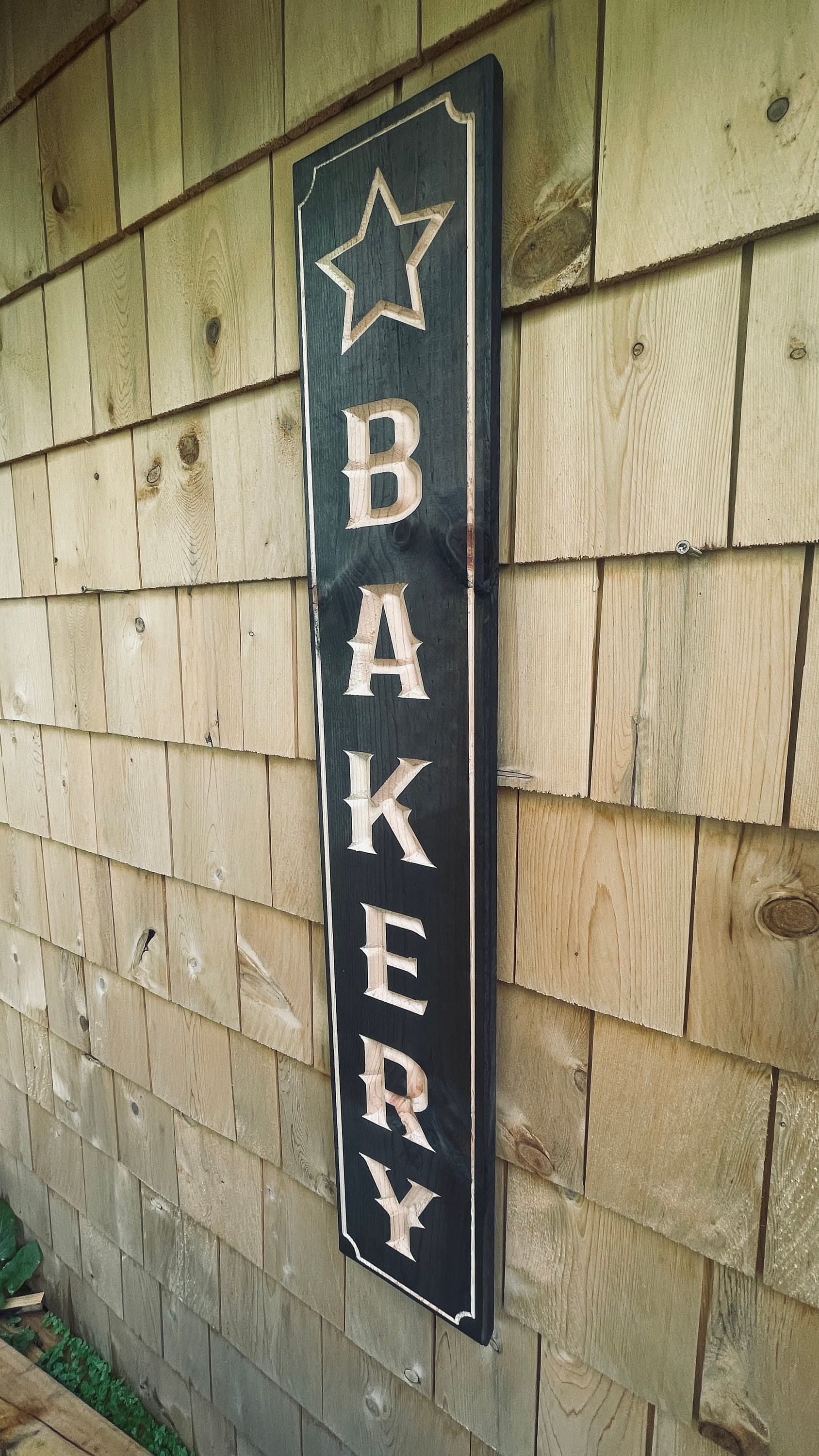 Bakery Vertical Carved Real Pine Wooden Sign