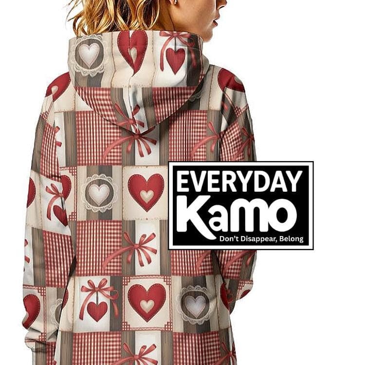 Heart Patchwork Fur-Lined Hoodie Dress | Valentine's Day Tunic