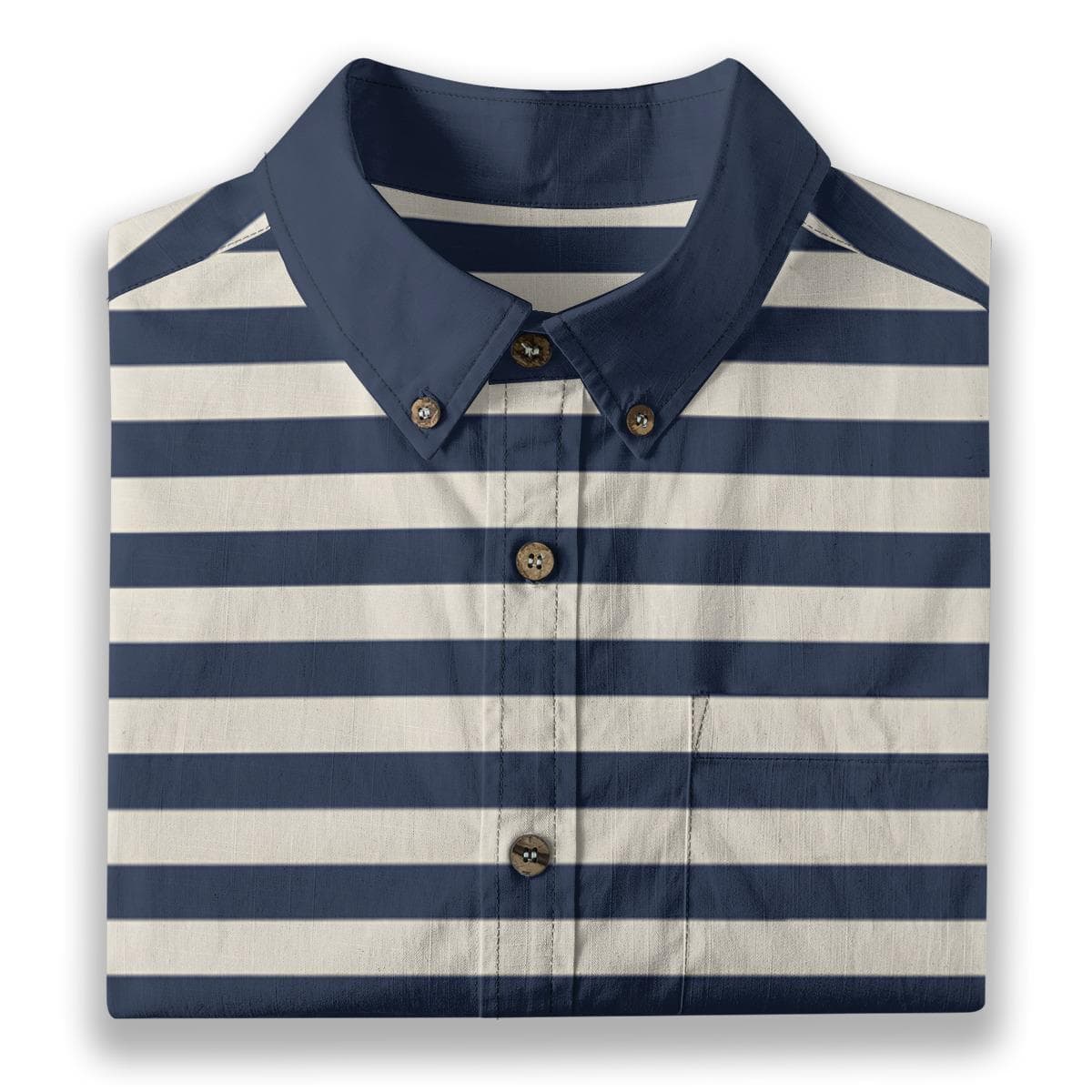 Men's Nautical Striped Slub Cotton Shirt | Short Sleeve Resort Top
