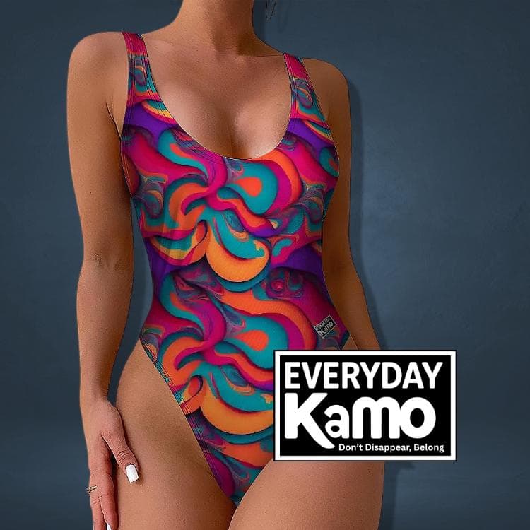 Vibrant Swirl Everyday Kamo One Piece Swimsuit | Modern Urban Explorer Bathing Suit