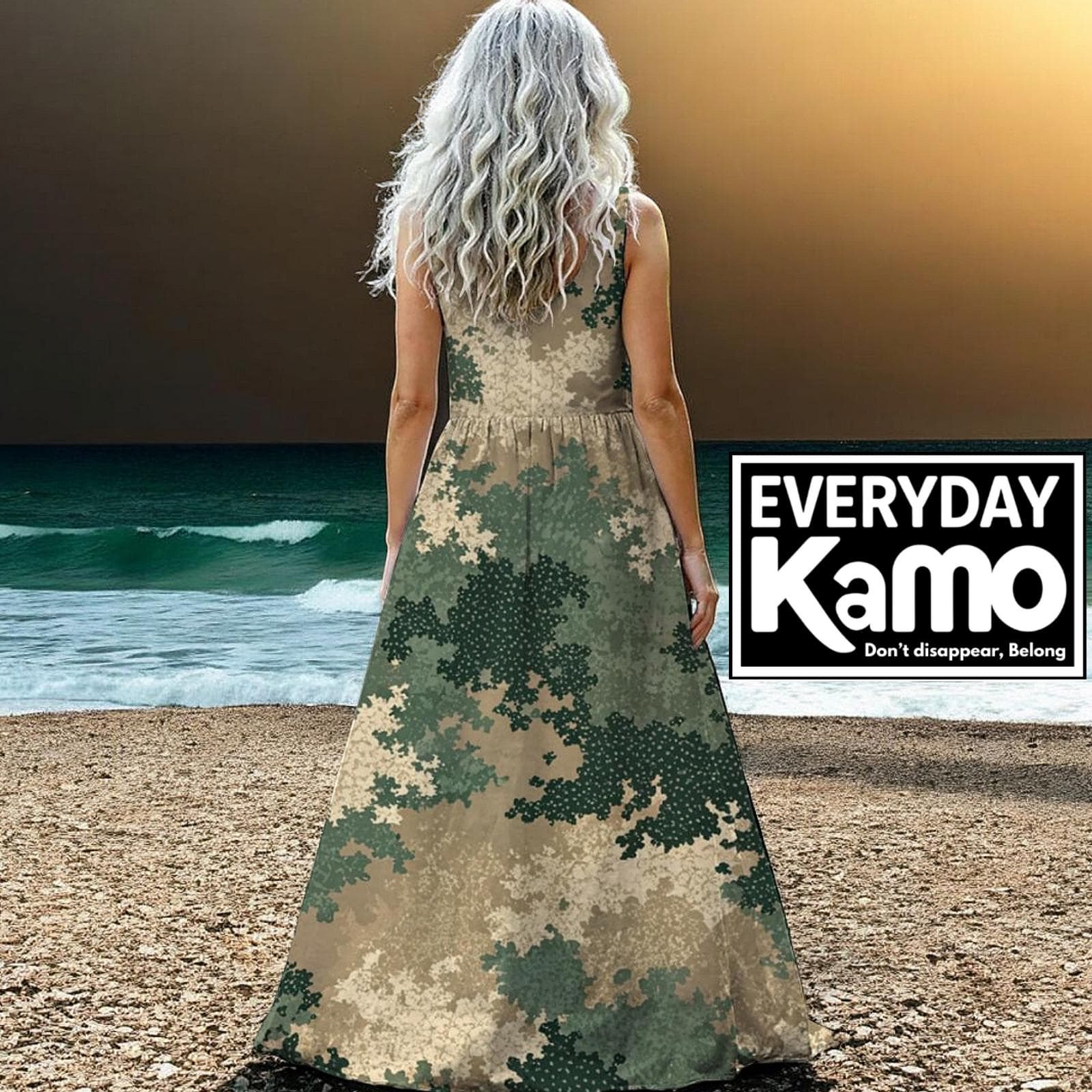 Everyday Kamo Camo Maxi Dress Sleeveless Pockets