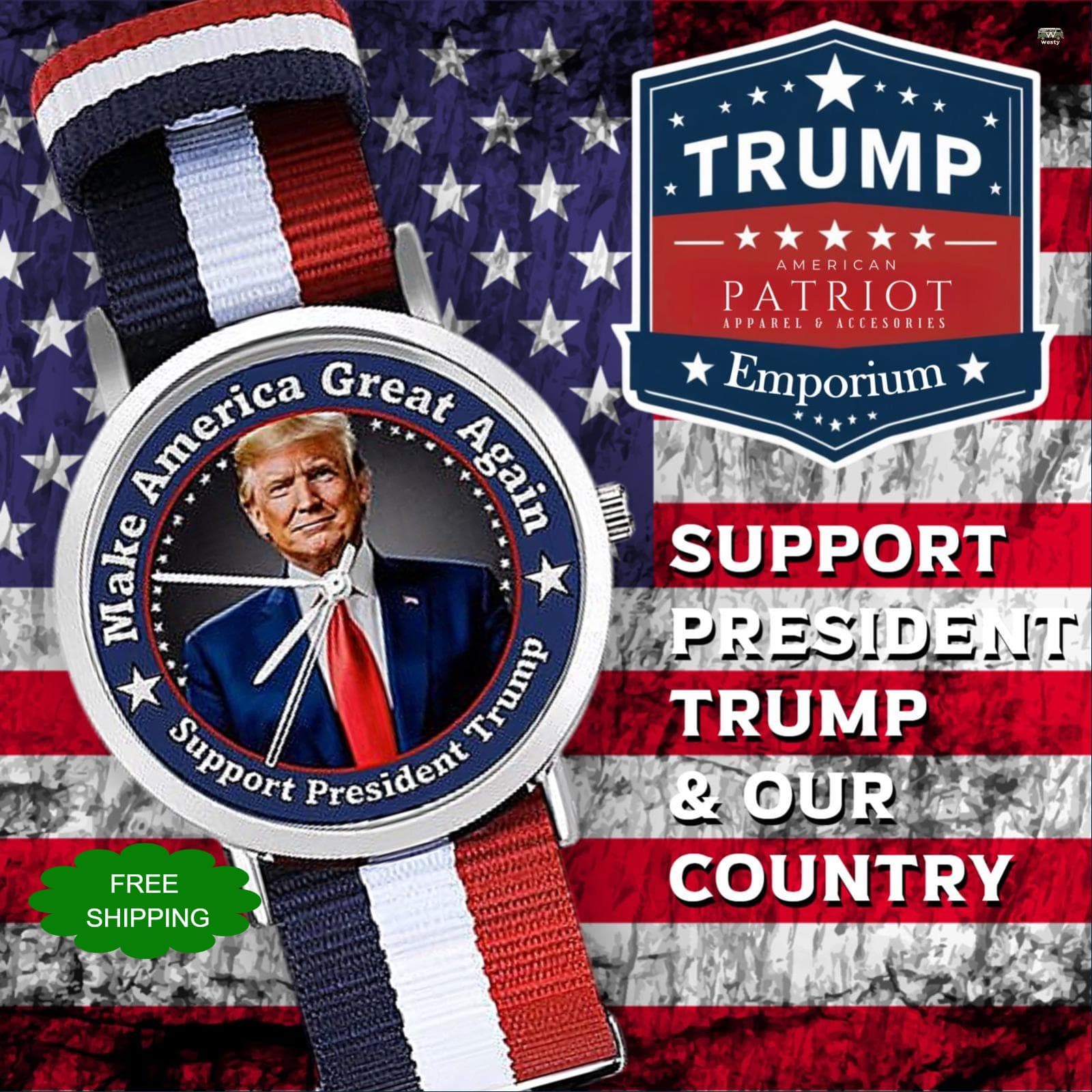 Trump 2025 MAGA Wristwatch | Patriotic Red White Blue Presidential Gift