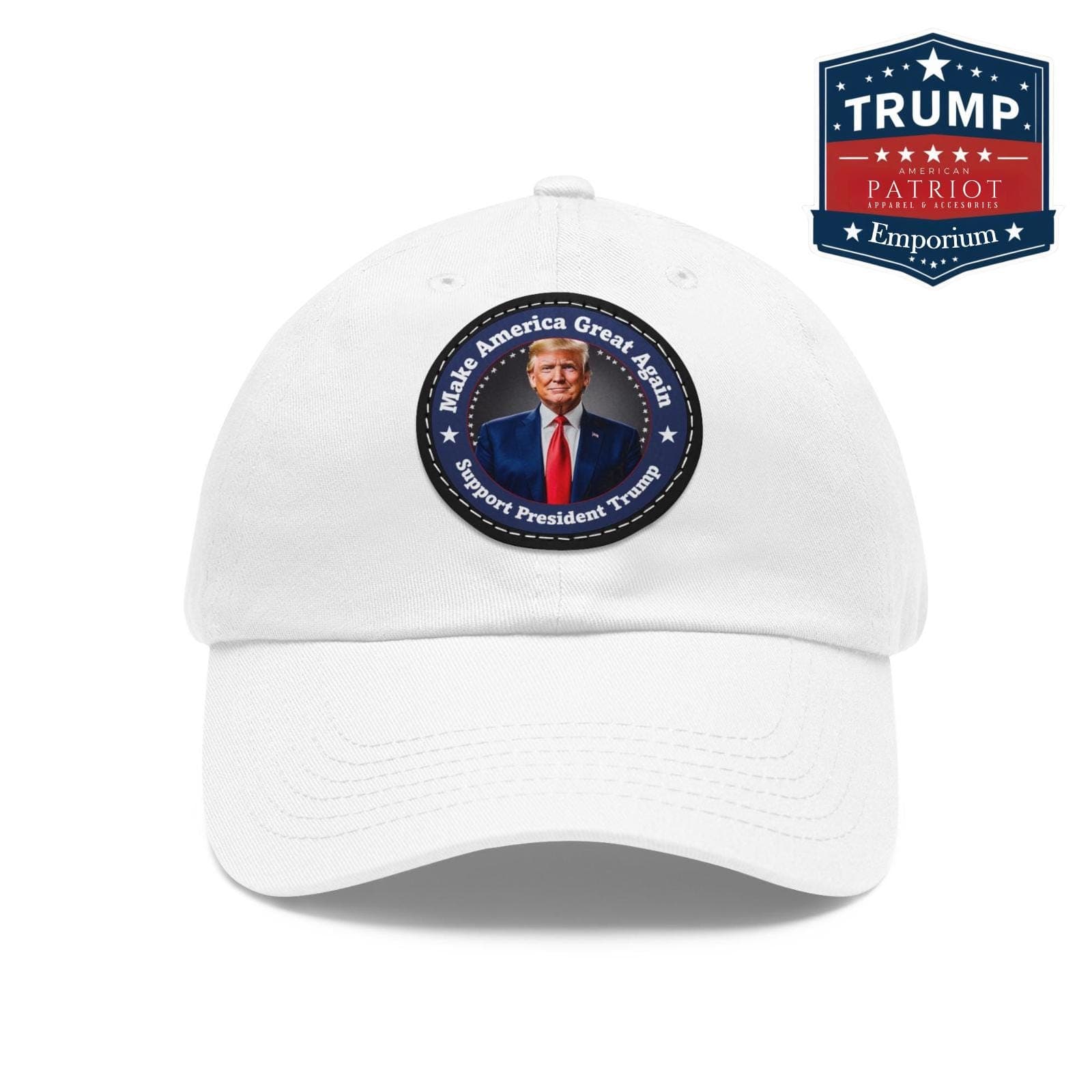 Dad Hat, Trump Support Hat, Patriotic Dad Cap with Leather Patch, America President Hat, Political Baseball Cap